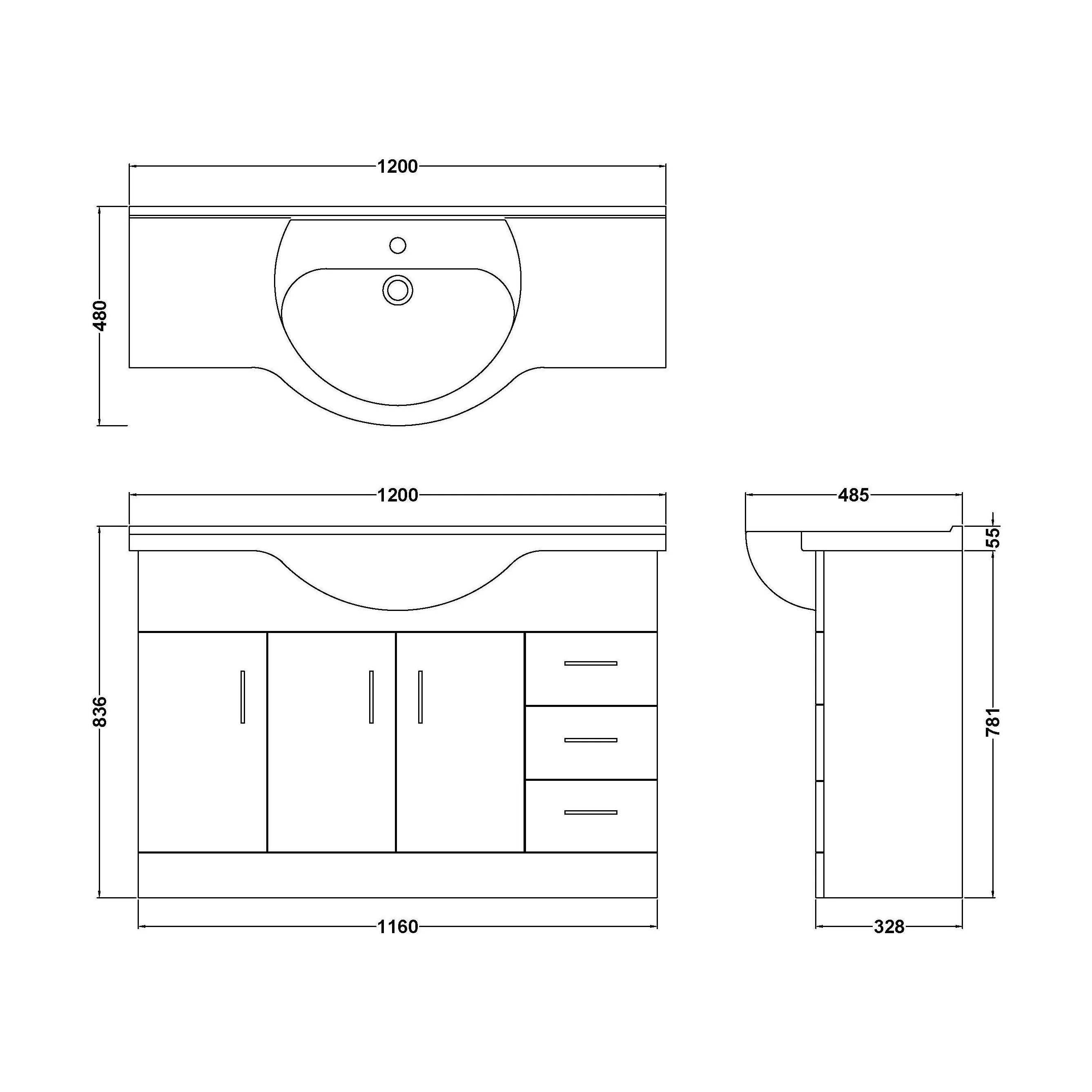 Hamstall Contemporary Floor Standing Vanity Unit with Round Ceramic Basin – Gloss White, Choice of Doors, Drawers & Sizes - Image 37