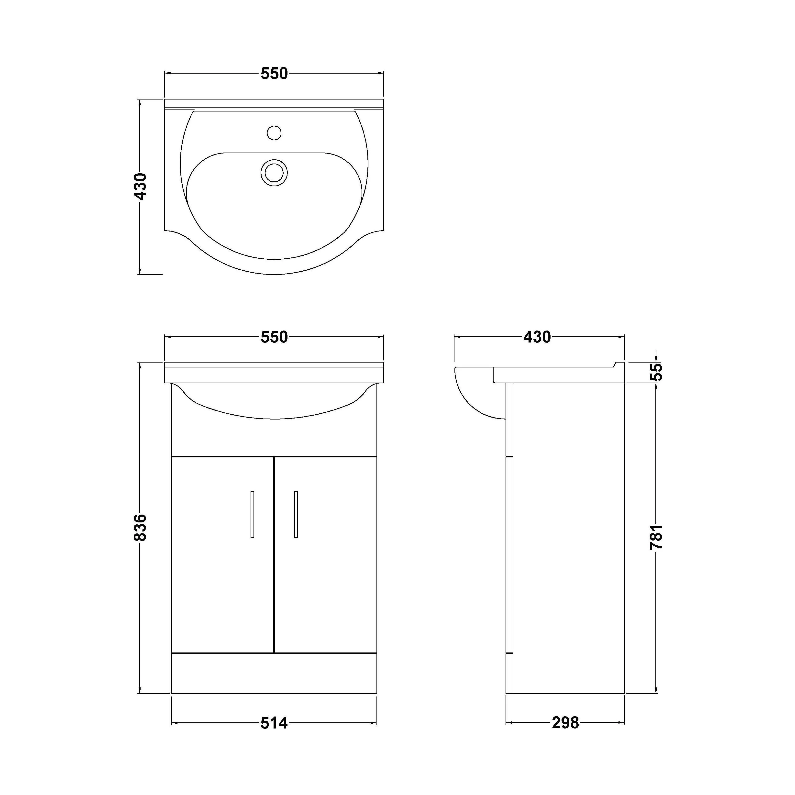 Hamstall Contemporary Floor Standing Vanity Unit with Round Ceramic Basin – Gloss White, Choice of Doors, Drawers & Sizes - Image 39
