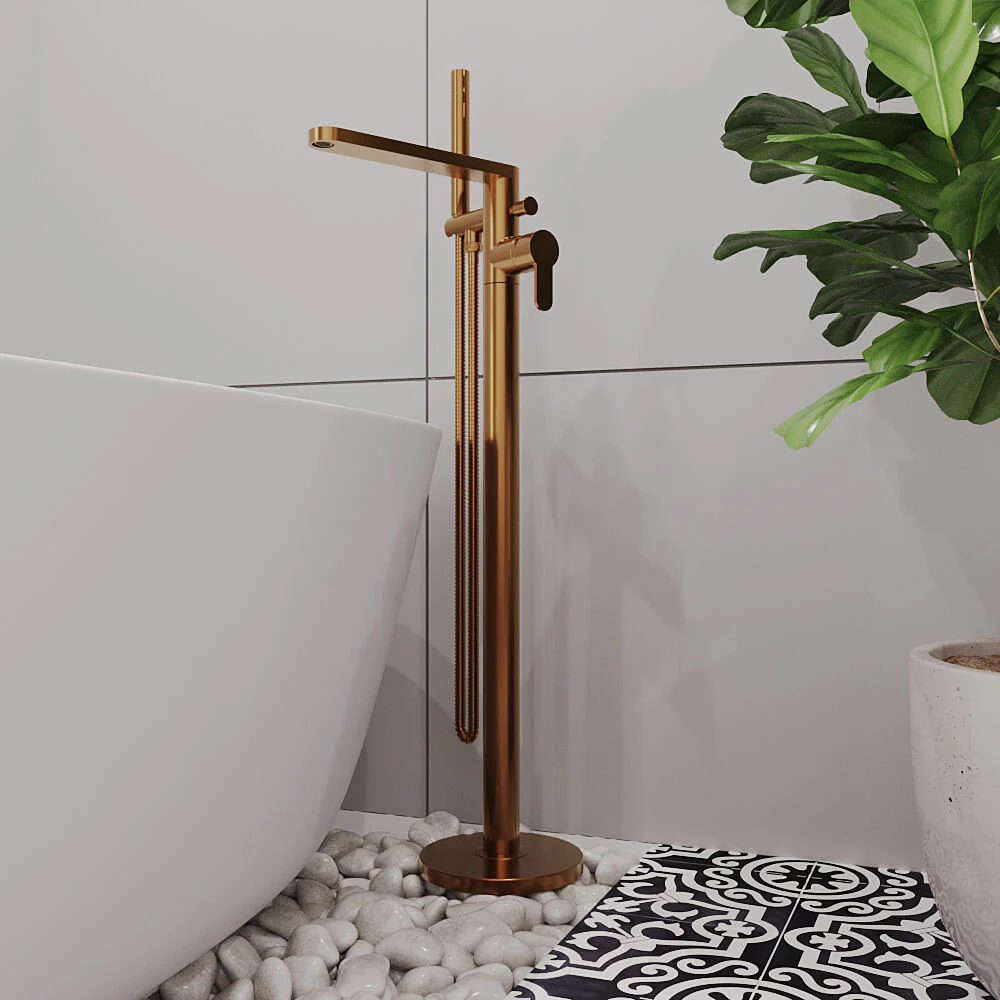 Consall Freestanding Round Bath Shower Mixer Tap with Kit - Choice of Colour - Image 5