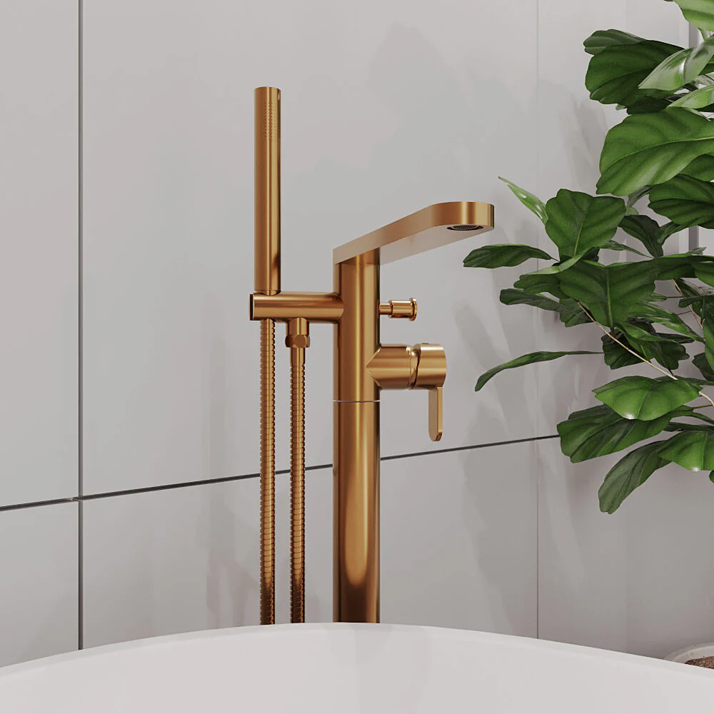 Consall Freestanding Round Bath Shower Mixer Tap with Kit - Choice of Colour - Image 7
