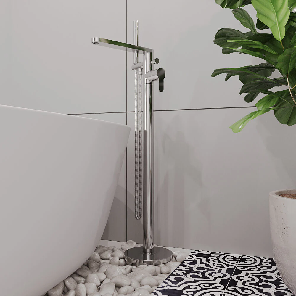 Consall Freestanding Round Bath Shower Mixer Tap with Kit - Choice of Colour - Image 8