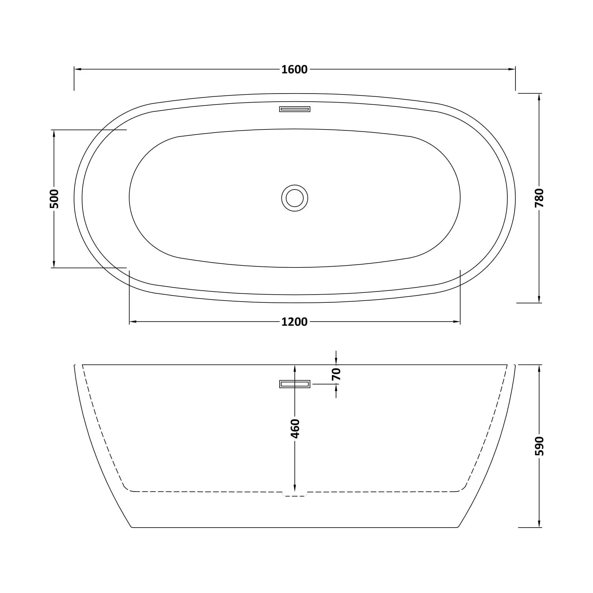 Contemporary Oval Freestanding Bath with Waste, Double Ended - Choice of Size - Image 16