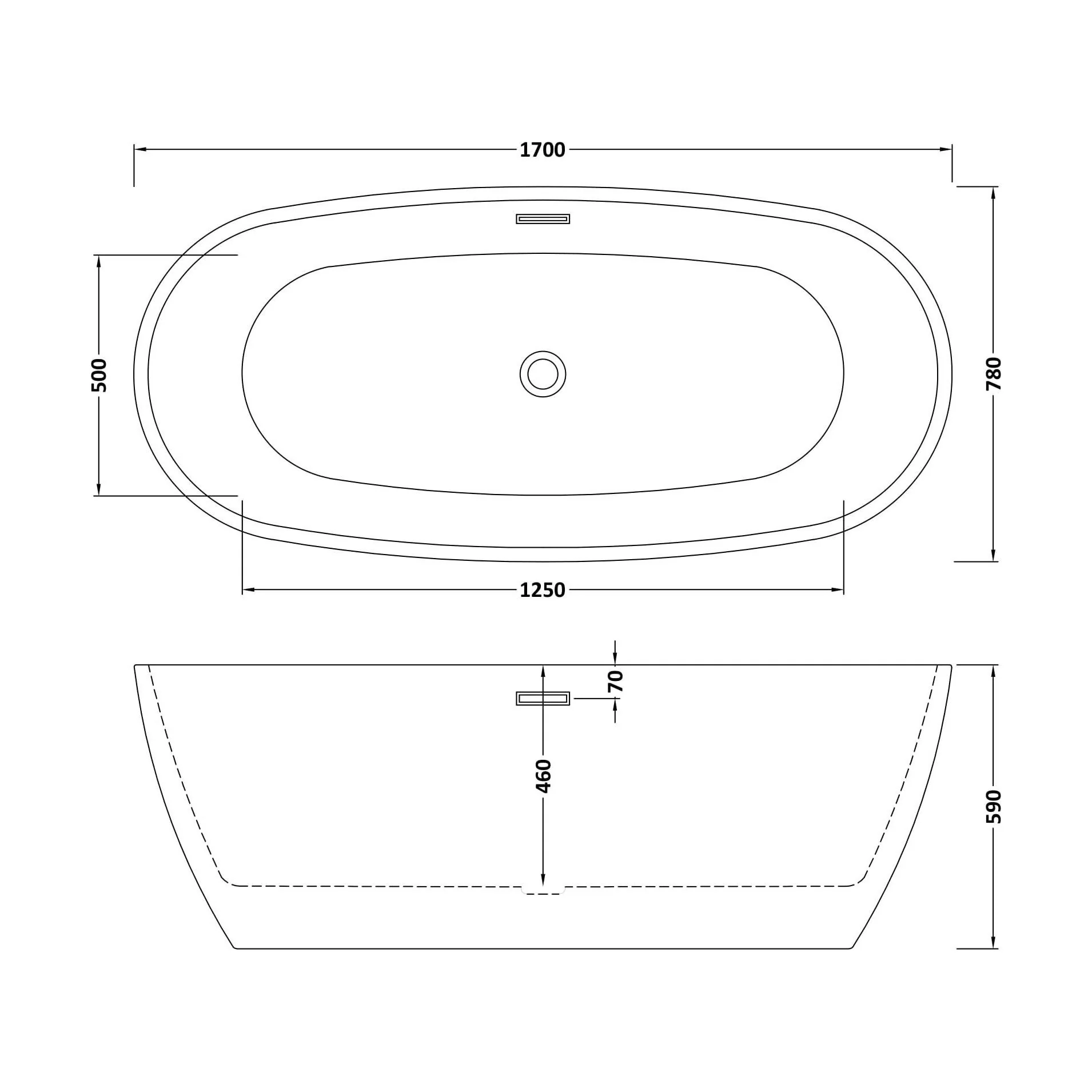 Contemporary Oval Freestanding Bath with Waste, Double Ended - Choice of Size - Image 17
