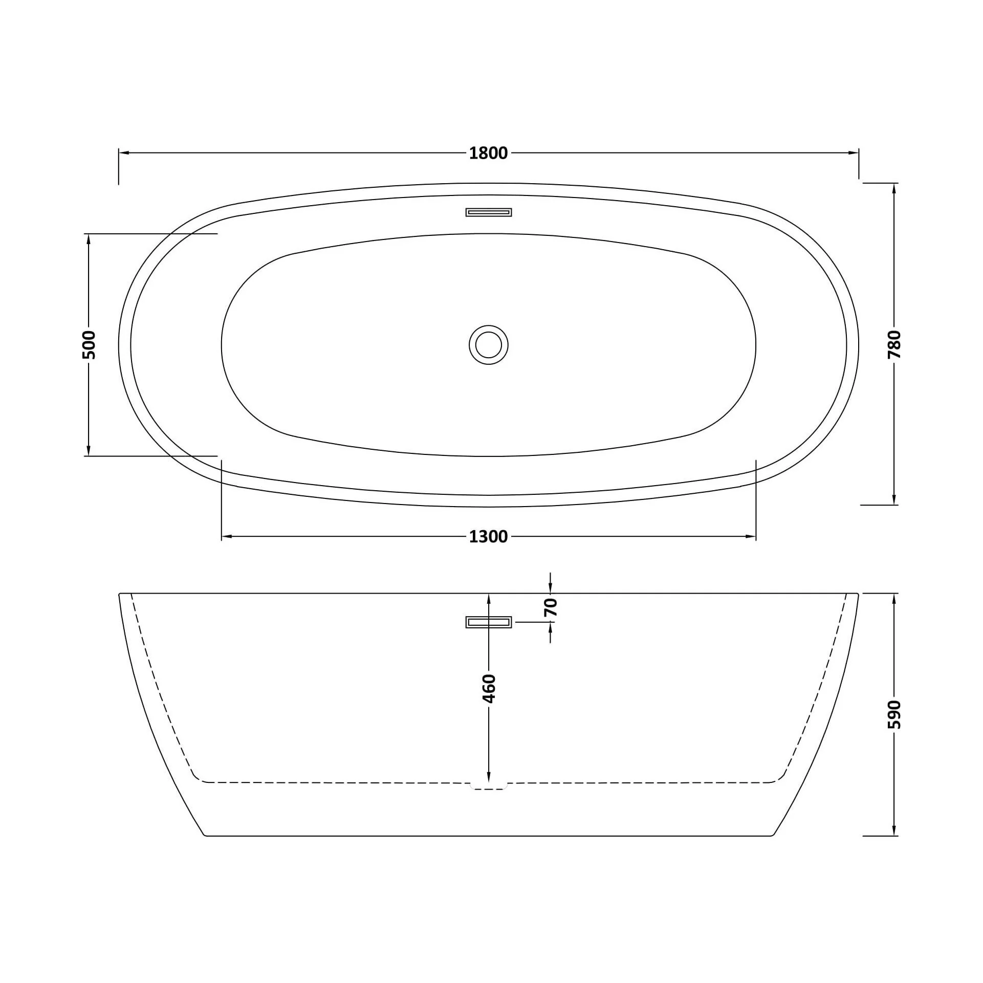 Contemporary Oval Freestanding Bath with Waste, Double Ended - Choice of Size - Image 18