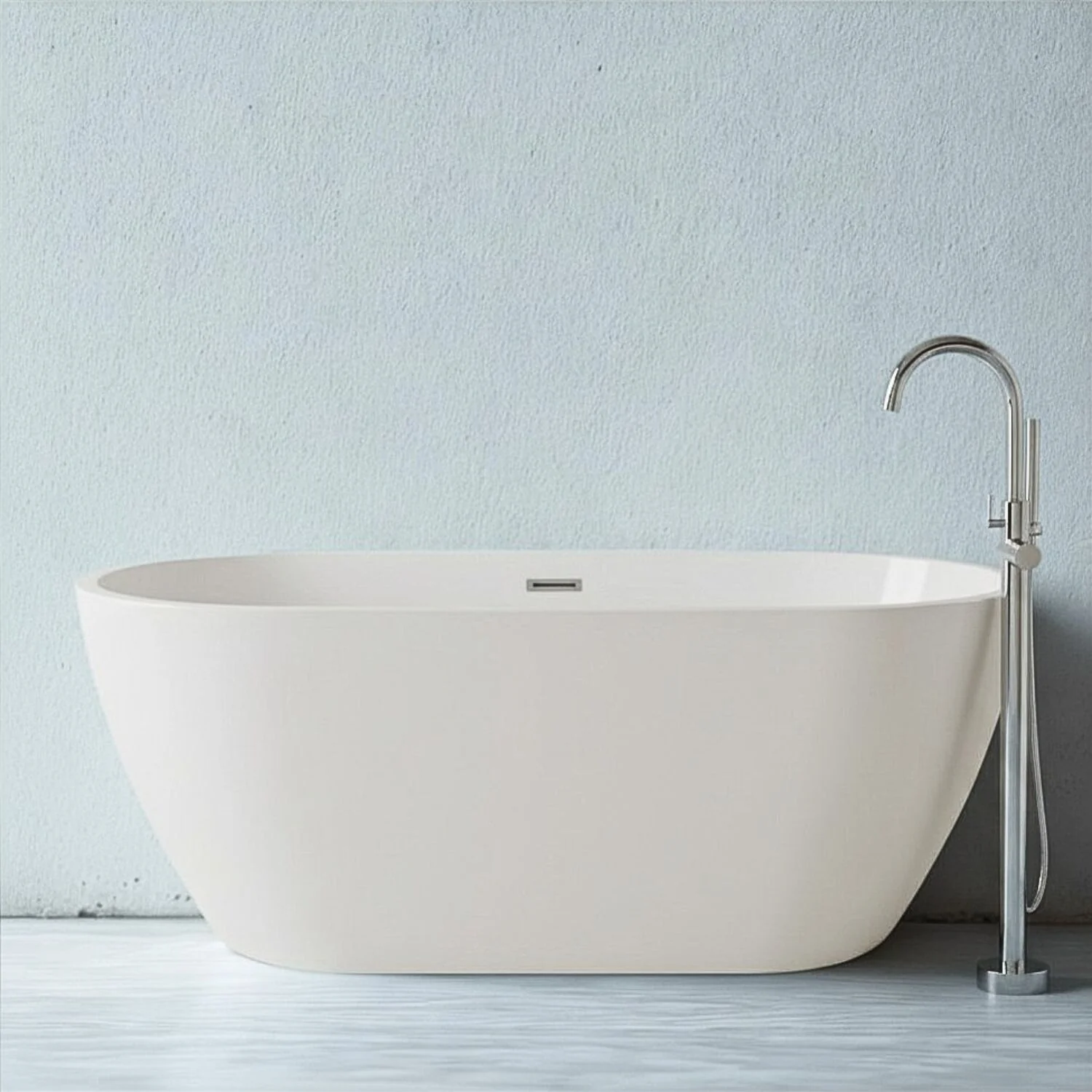 Contemporary Oval Freestanding Bath with Waste, Double Ended - Choice of Size - Image 19