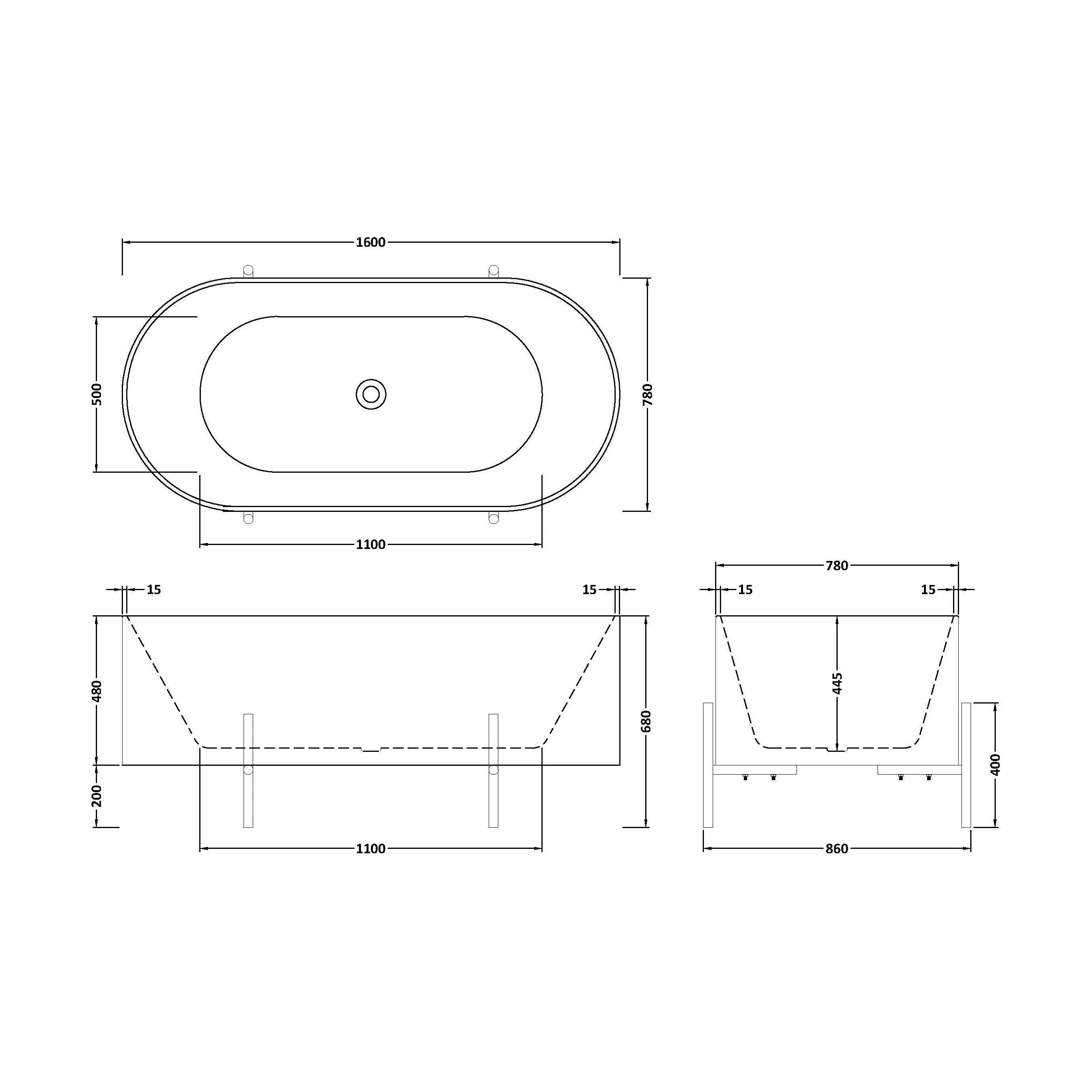 Contemporary Oval Freestanding Bath with Stand - Choice of Size - Image 10
