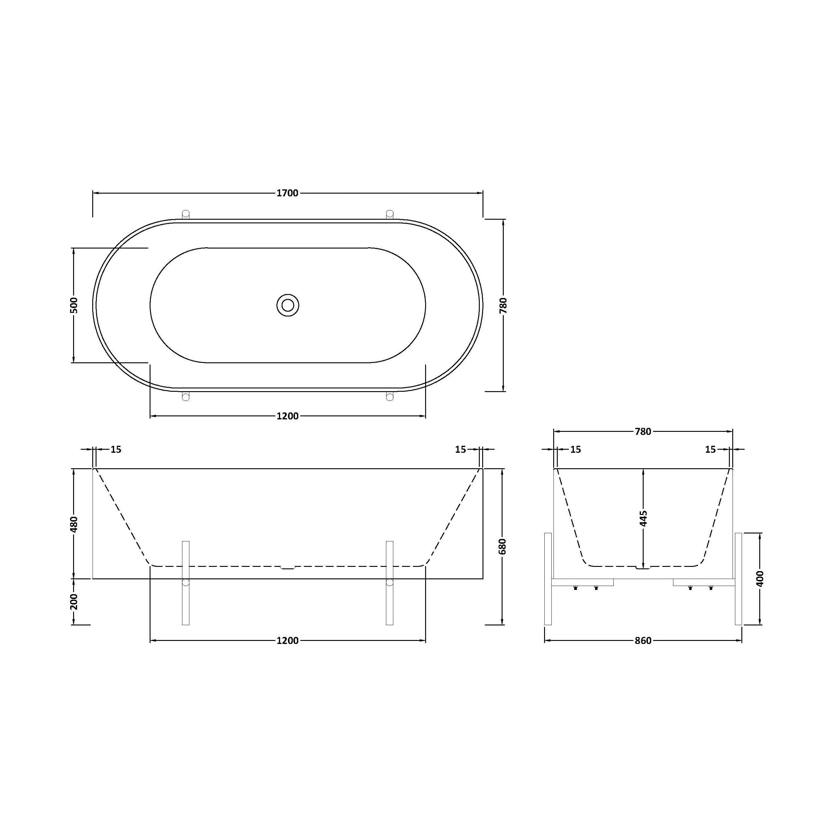 Contemporary Oval Freestanding Bath with Stand - Choice of Size - Image 11