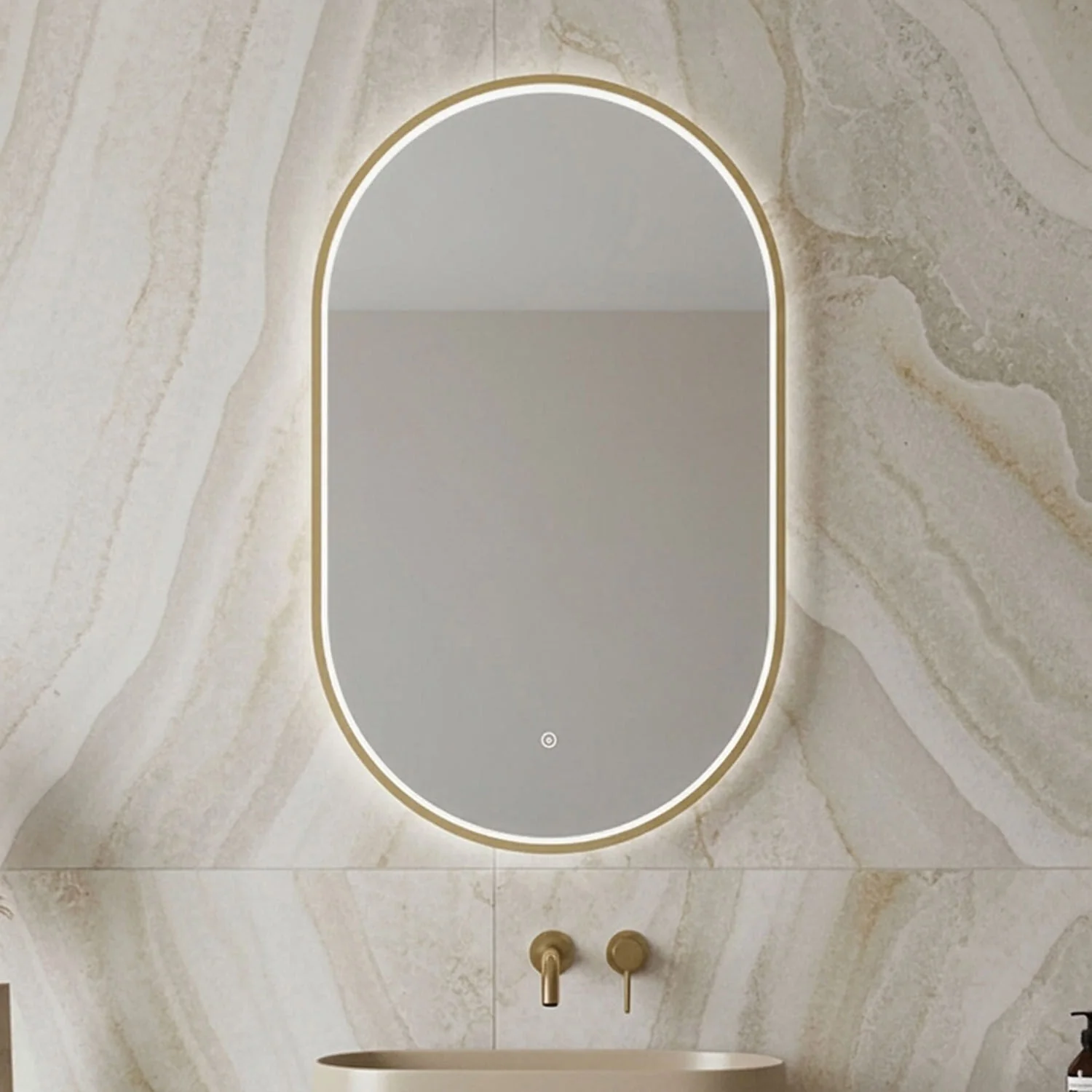 Quixhill Contemporary Oval Inset Framed LED Touch Sensor Mirror - 800 x 500mm - Image 2