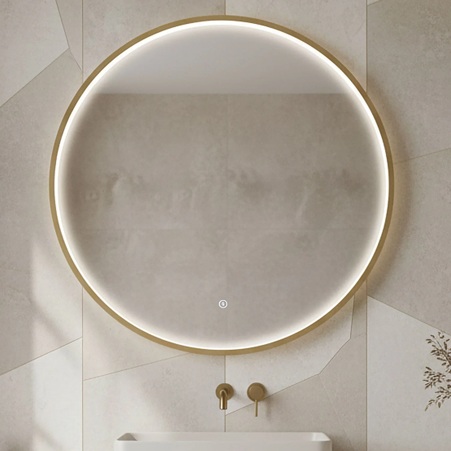 Quixhill Contemporary Round Inset Framed LED Touch Sensor Mirror - Image 2