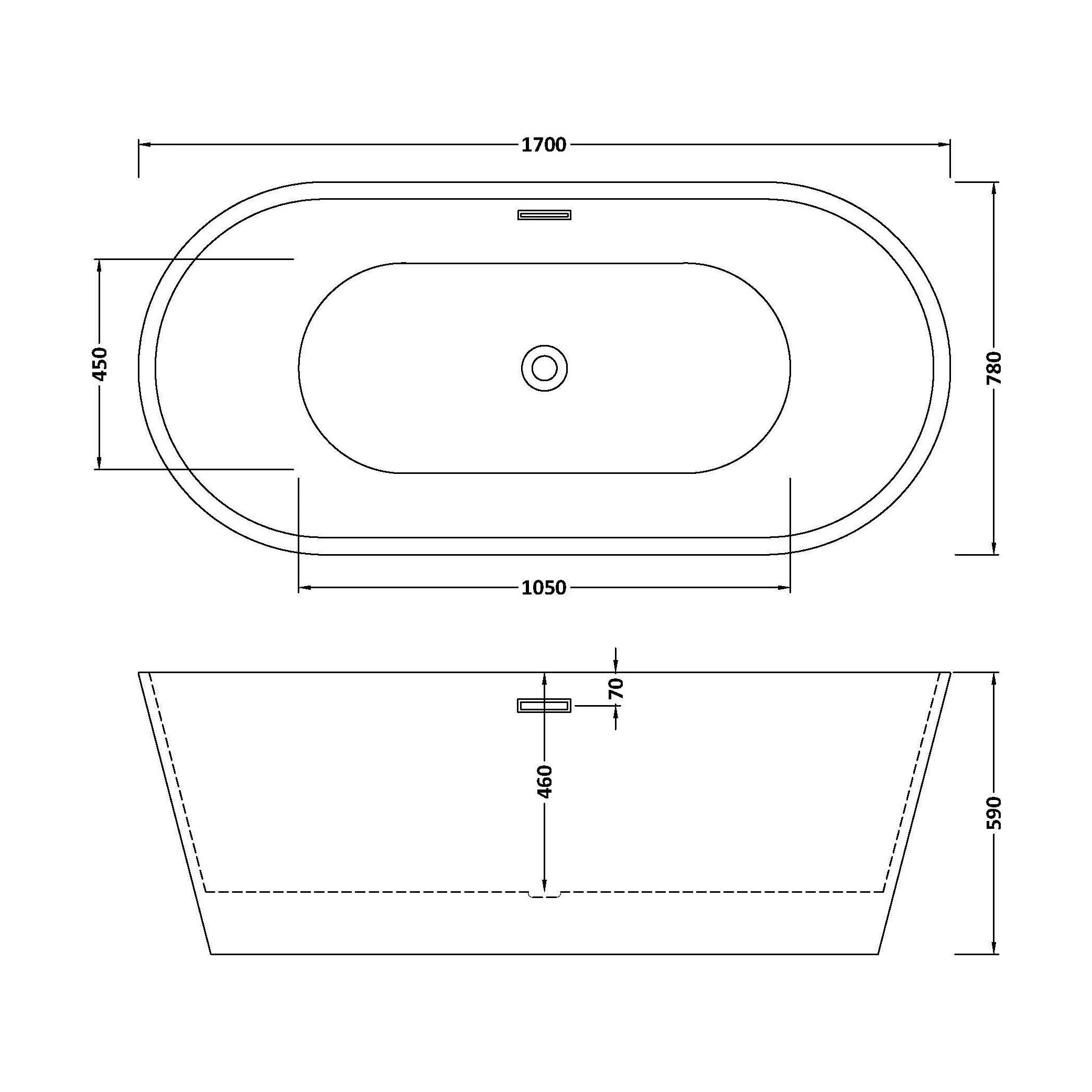 Contemporary Rounded Rectangular Freestanding Bath with Waste - Choice of Size - Image 10