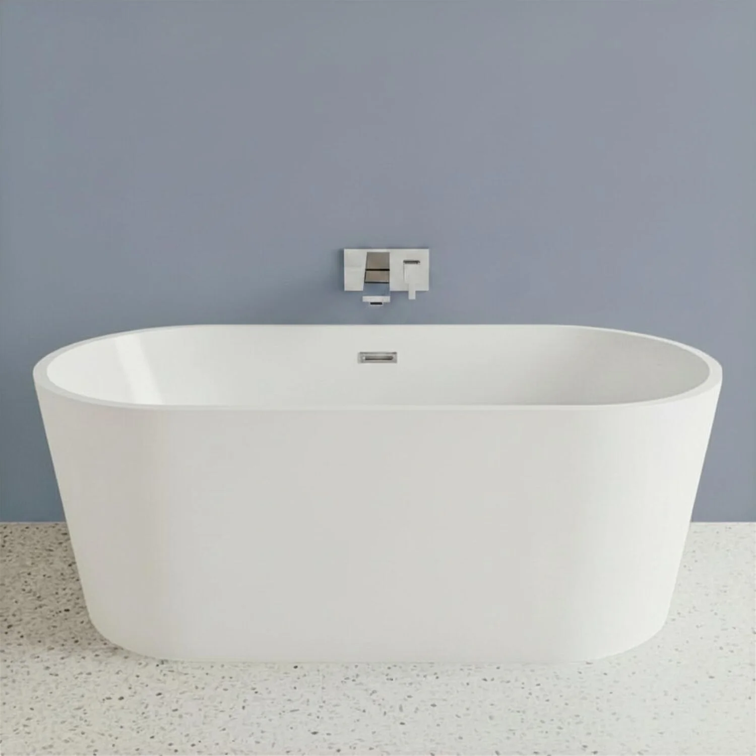 Contemporary Rounded Rectangular Freestanding Bath with Waste - Choice of Size - Image 12