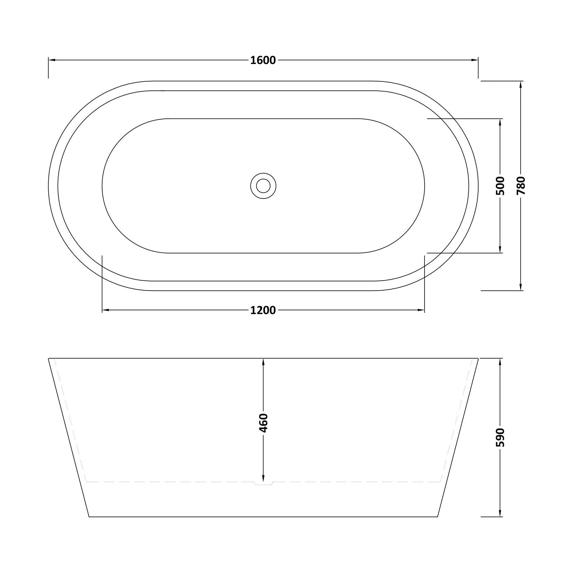 Contemporary Rounded Rectangular Freestanding Bath with Waste - Choice of Size - Image 9