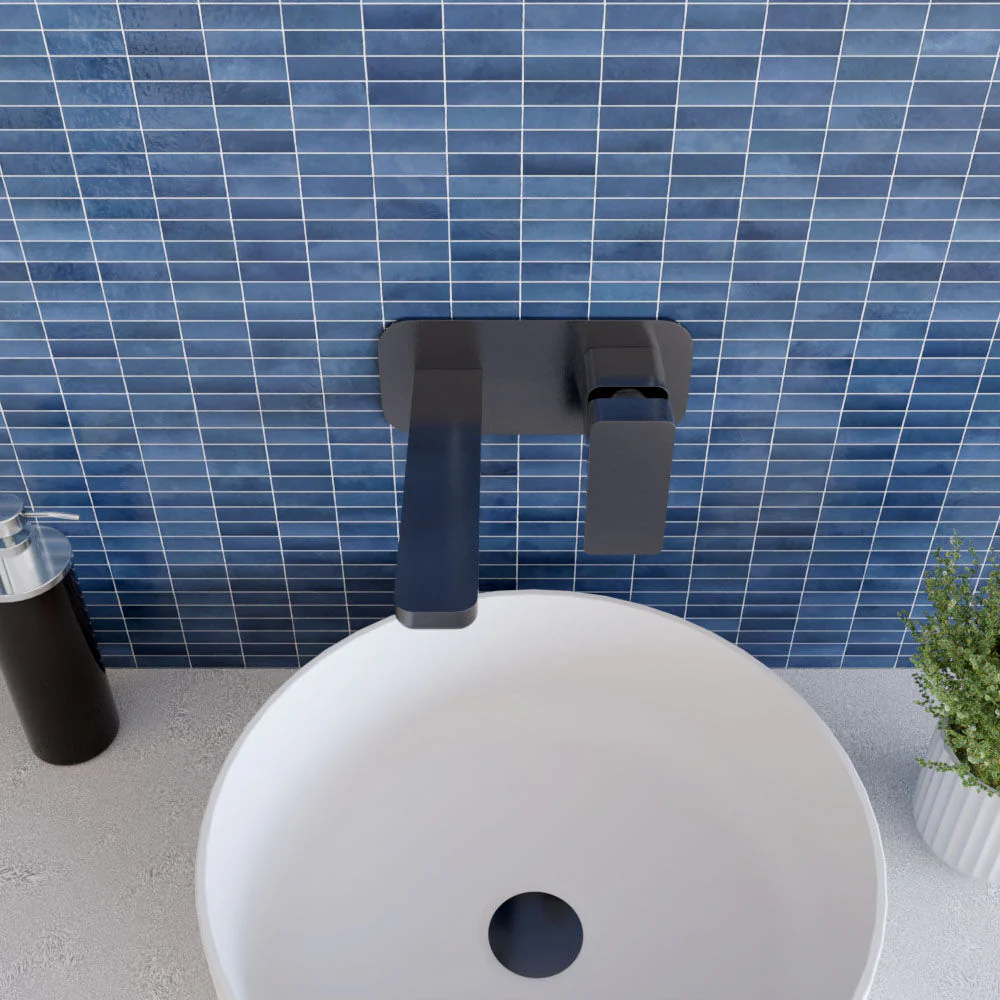 Swinscoe Contemporary Square Wall Mounted 2 Tap Hole Basin Mixer Tap - Choice of Finish - Image 12