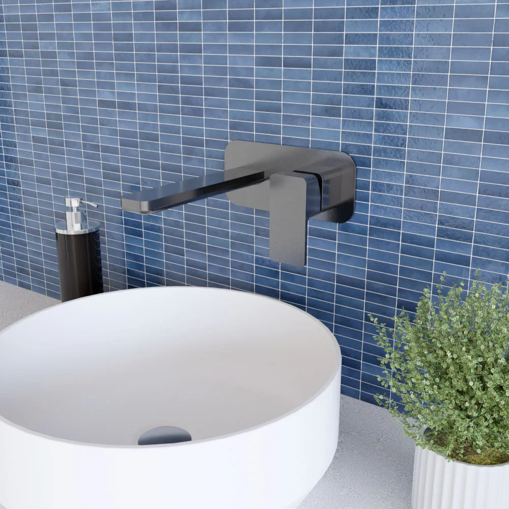 Swinscoe Contemporary Square Wall Mounted 2 Tap Hole Basin Mixer Tap - Choice of Finish - Image 13