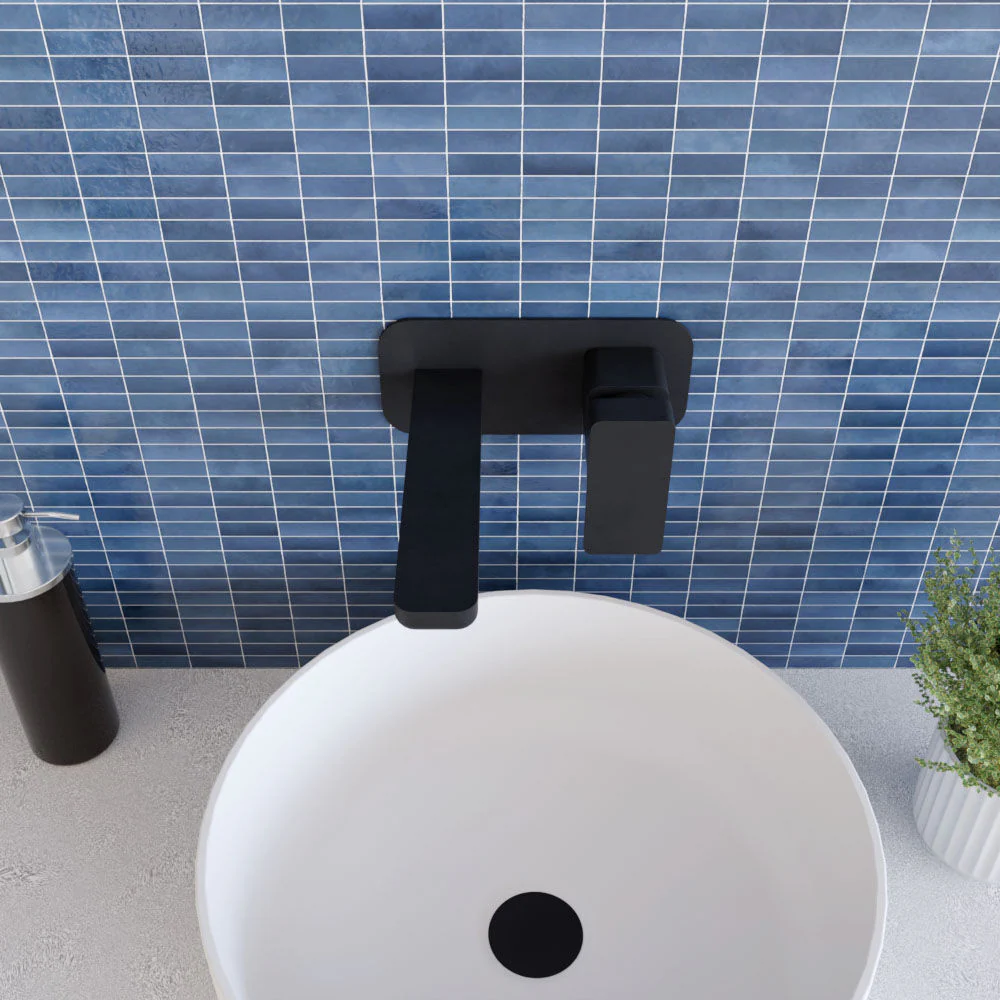 Swinscoe Contemporary Square Wall Mounted 2 Tap Hole Basin Mixer Tap - Choice of Finish - Image 9