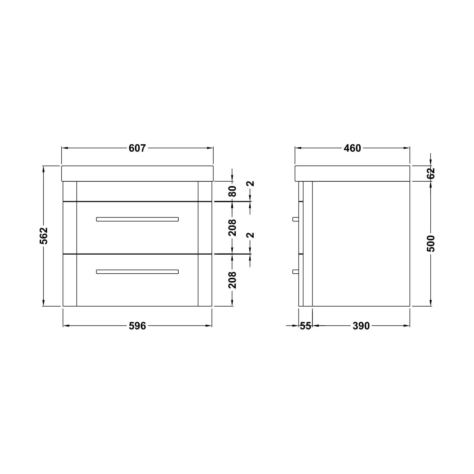 Croxden Modern Wall Hung Vanity Basin Unit with Soft Close Drawers - 600mm or 800mm - Image 45