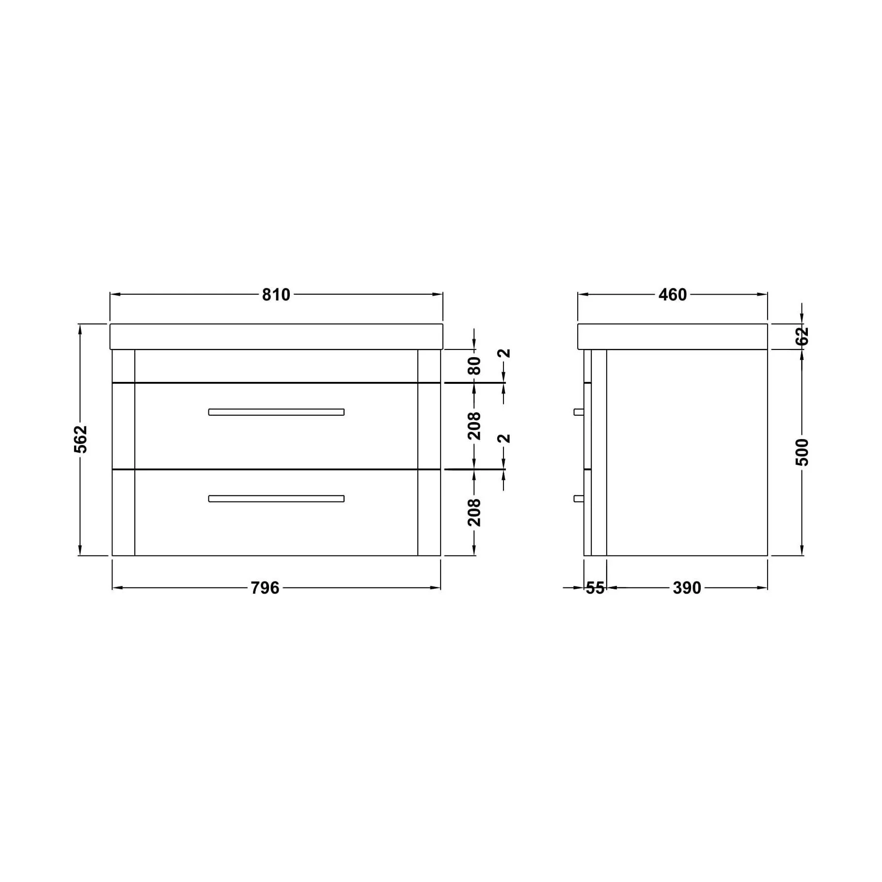 Croxden Modern Wall Hung Vanity Basin Unit with Soft Close Drawers - 600mm or 800mm - Image 48