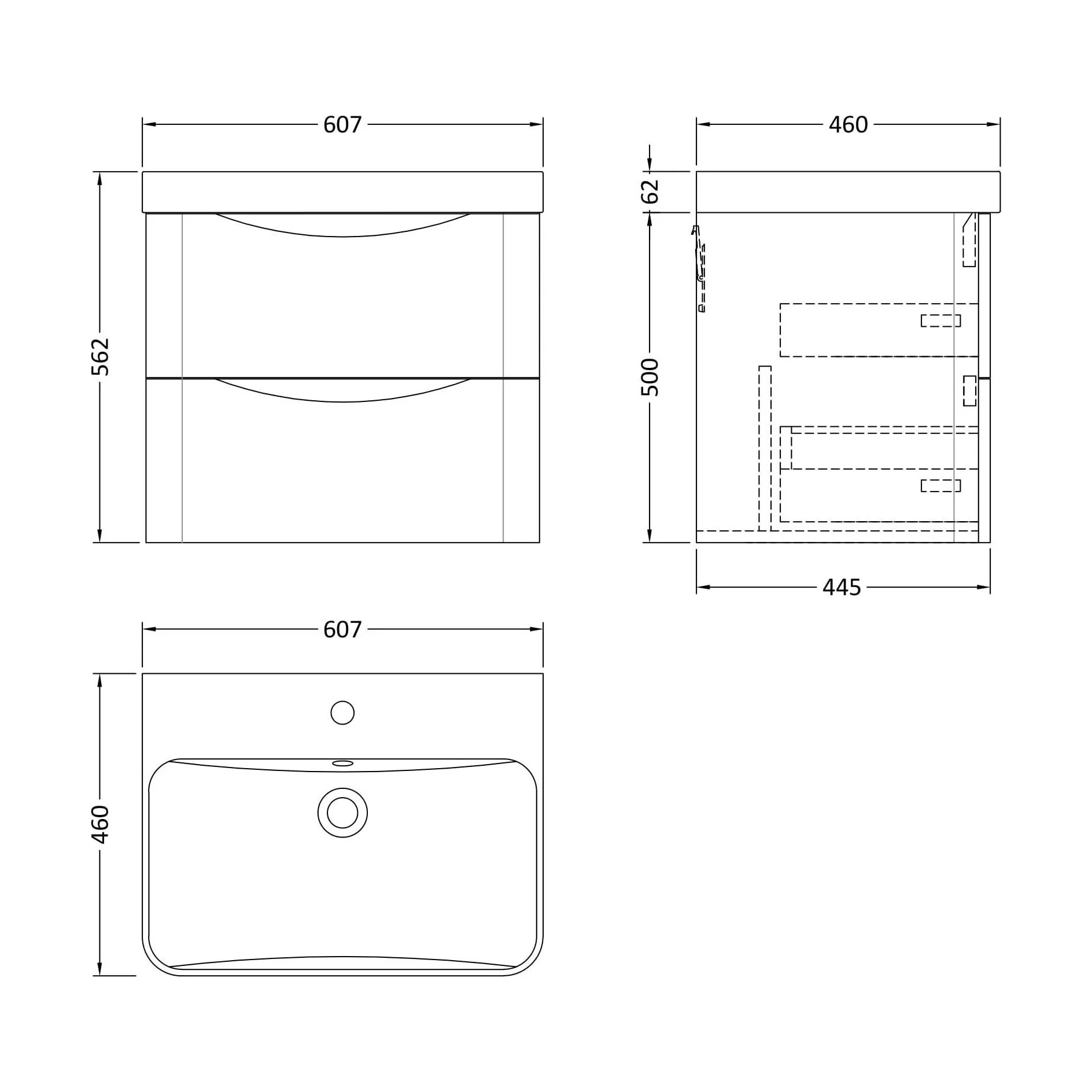 Dunwood Contemporary Wall Hung 2 Drawer Vanity Basin Unit, Choice of Size and Colour - Image 44