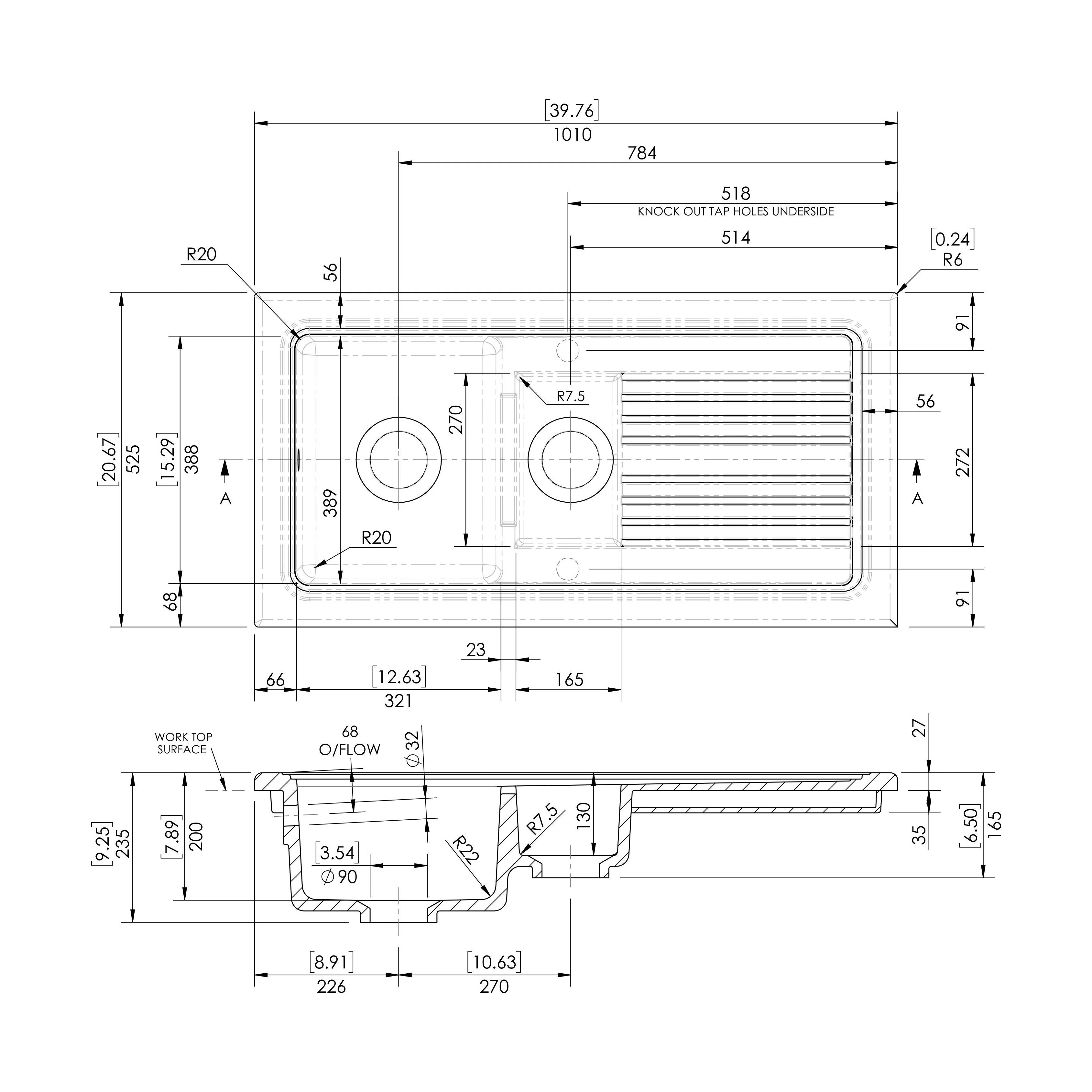 101cm Inset Counter Top Fireclay Ceramic Kitchen Sink - Multiple Options Available - Image 33
