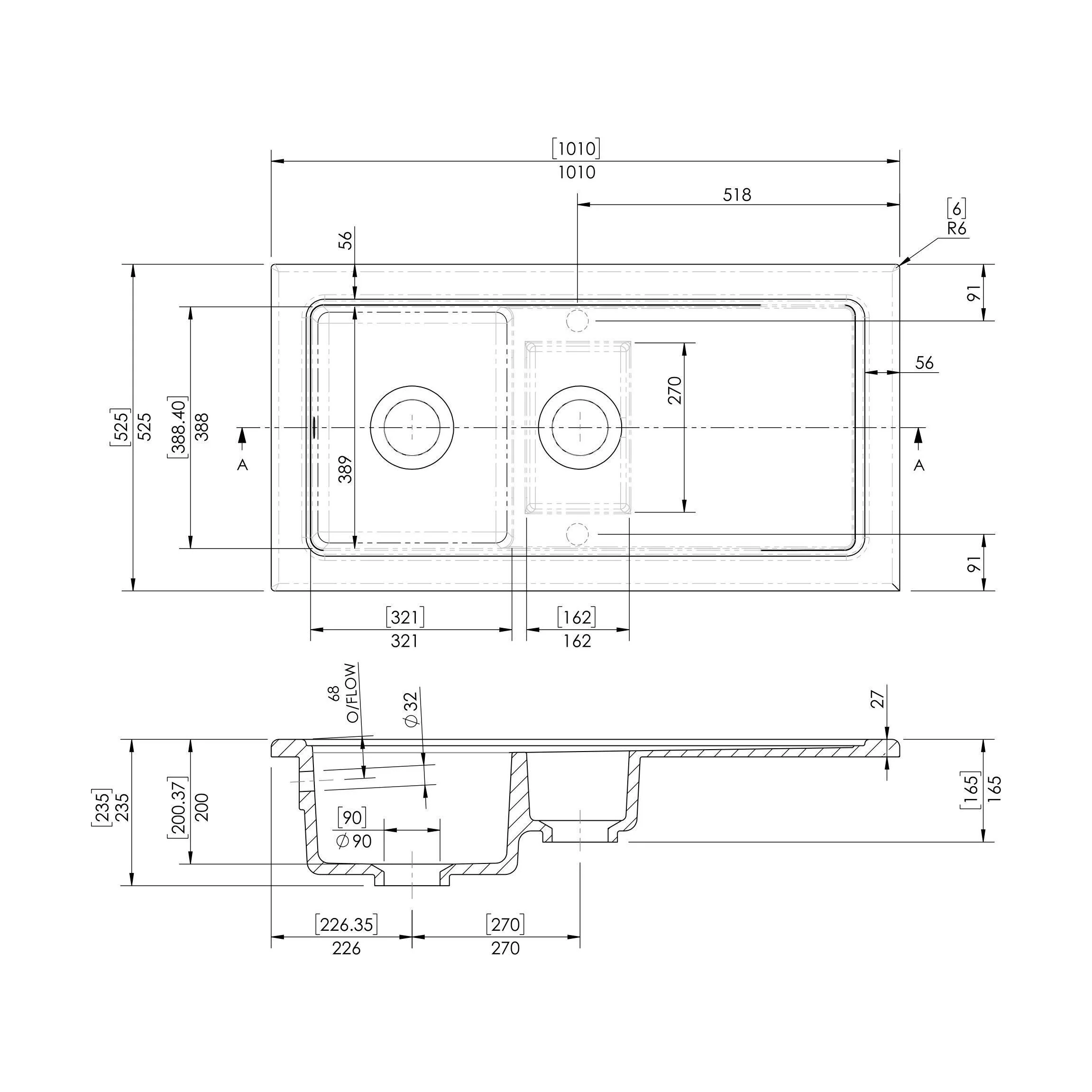 101cm Inset Counter Top Fireclay Ceramic Kitchen Sink - Multiple Options Available - Image 37