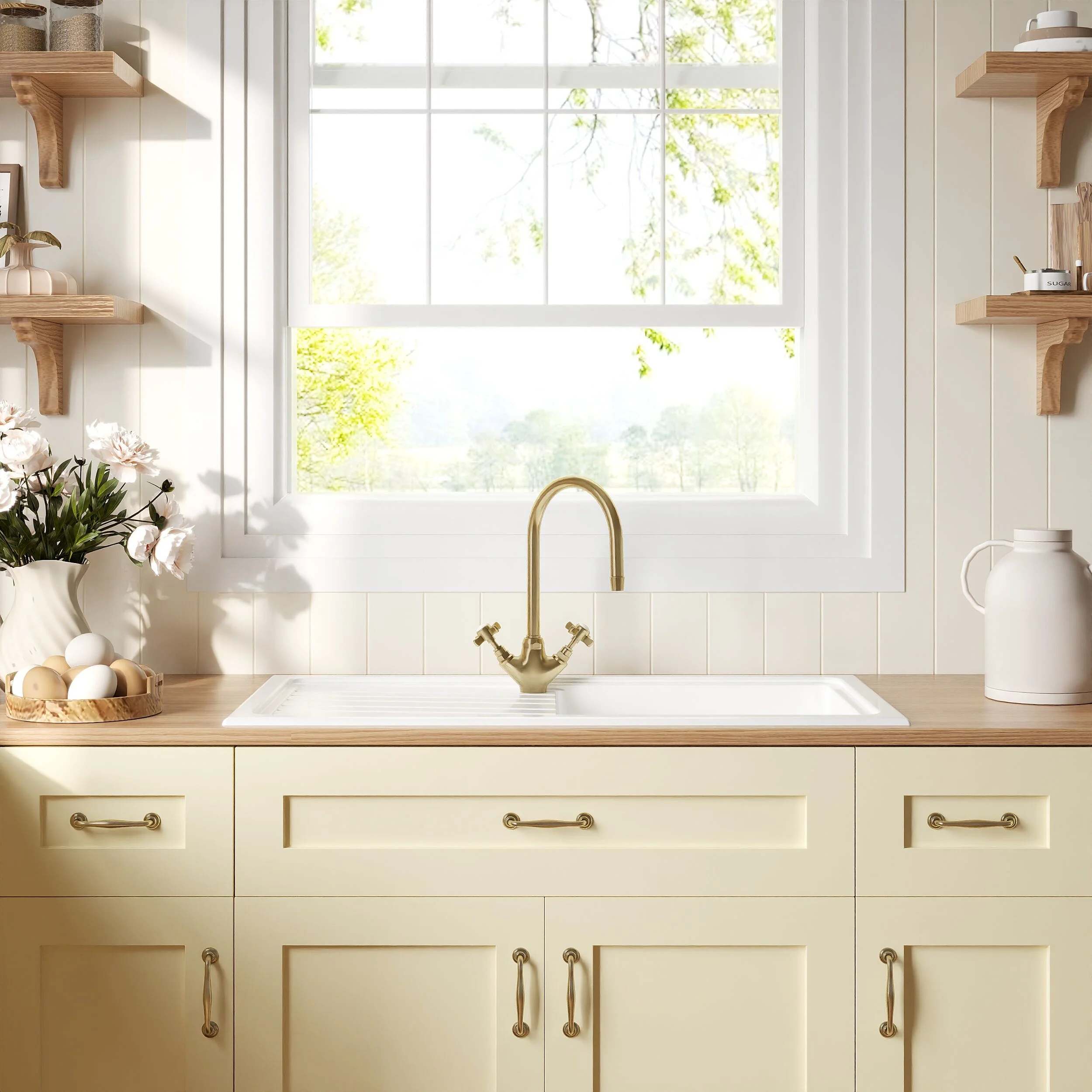 101cm Inset Counter Top Fireclay Ceramic Kitchen Sink - Multiple Options Available - Image 7