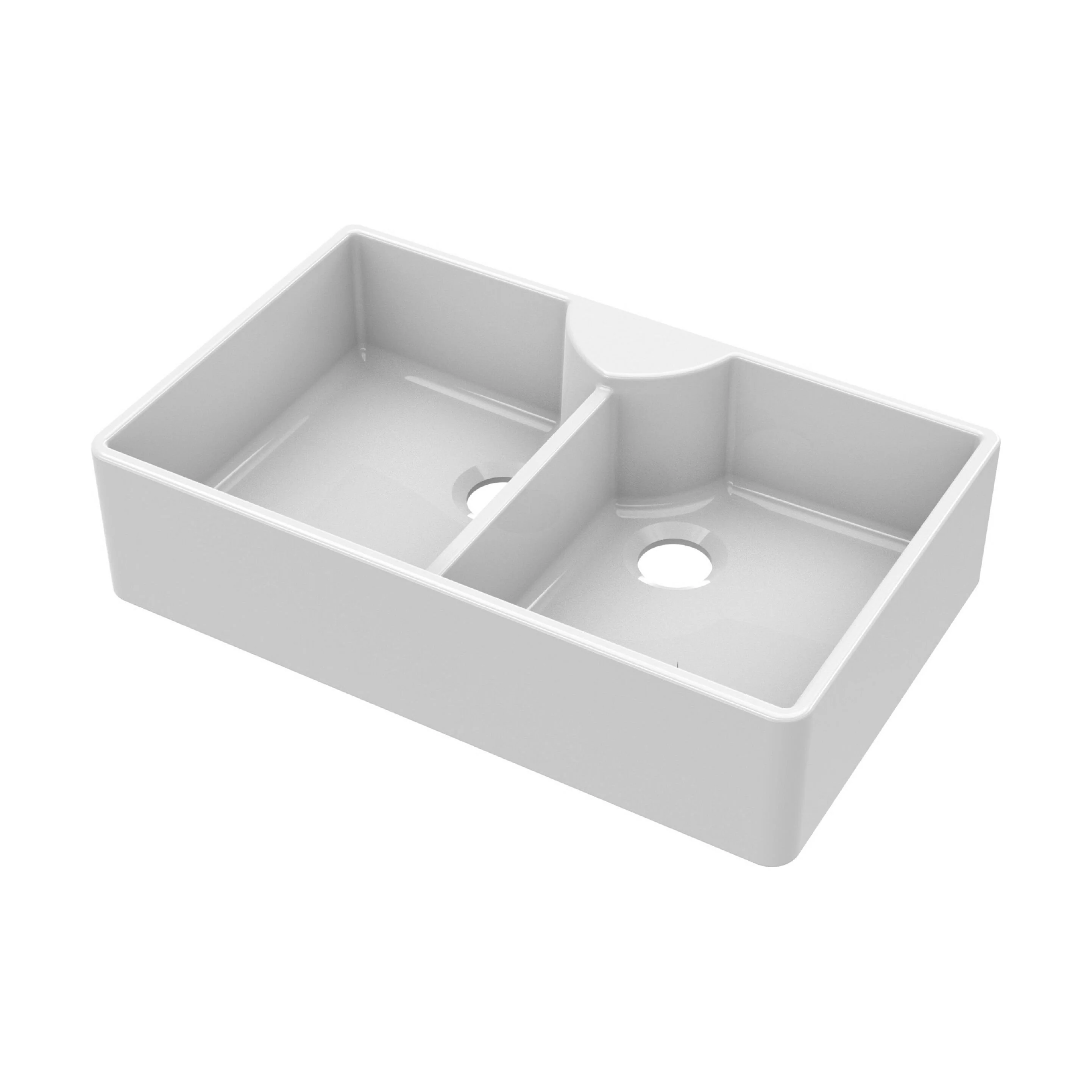 Double Bowl Fireclay Ceramic Stepped Weir Butler Kitchen Sink - Multiple Styles Available - Image 13