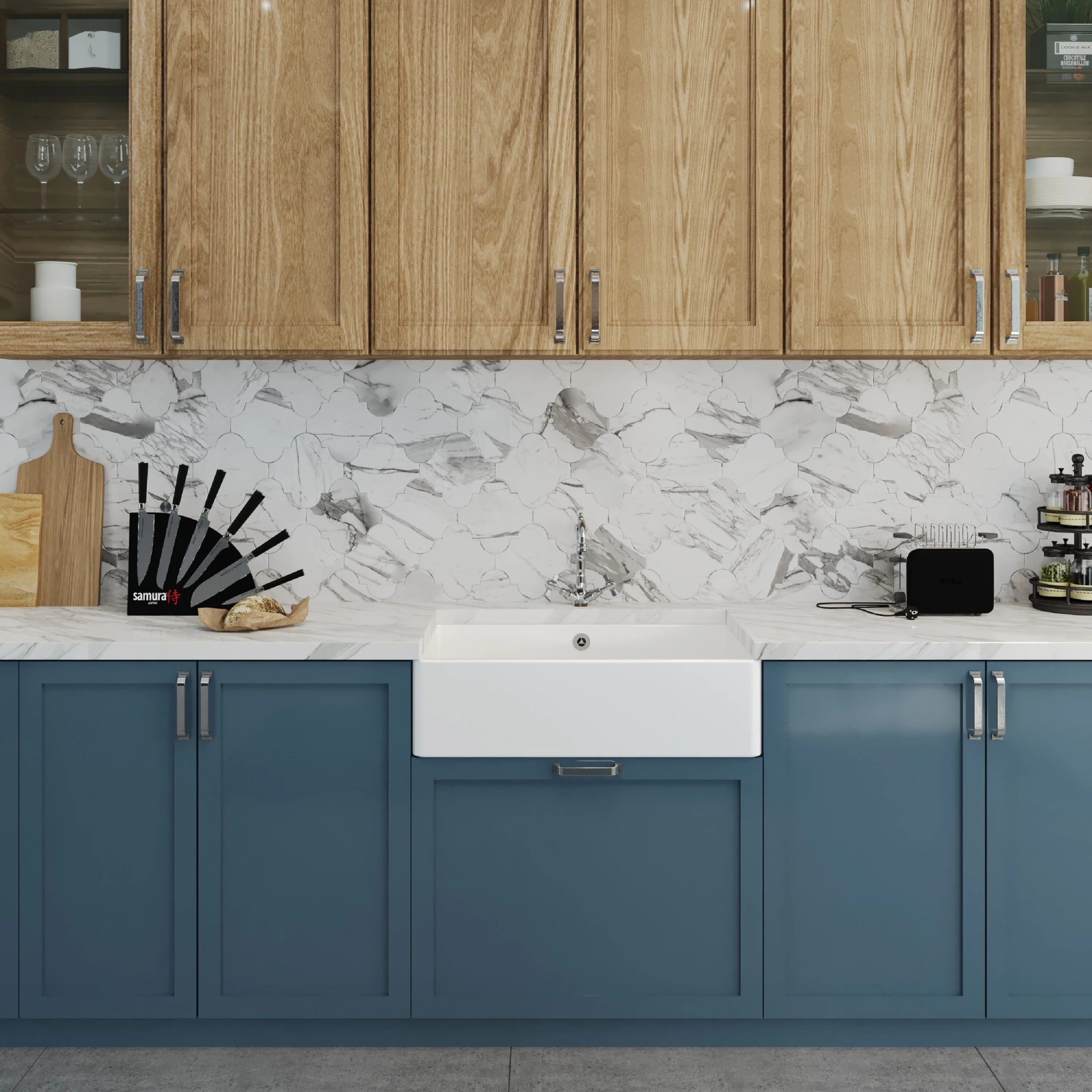 Single Bowl Fireclay Butler Kitchen Sink Bundle inc French Classic Tap & Overflow - Image 2