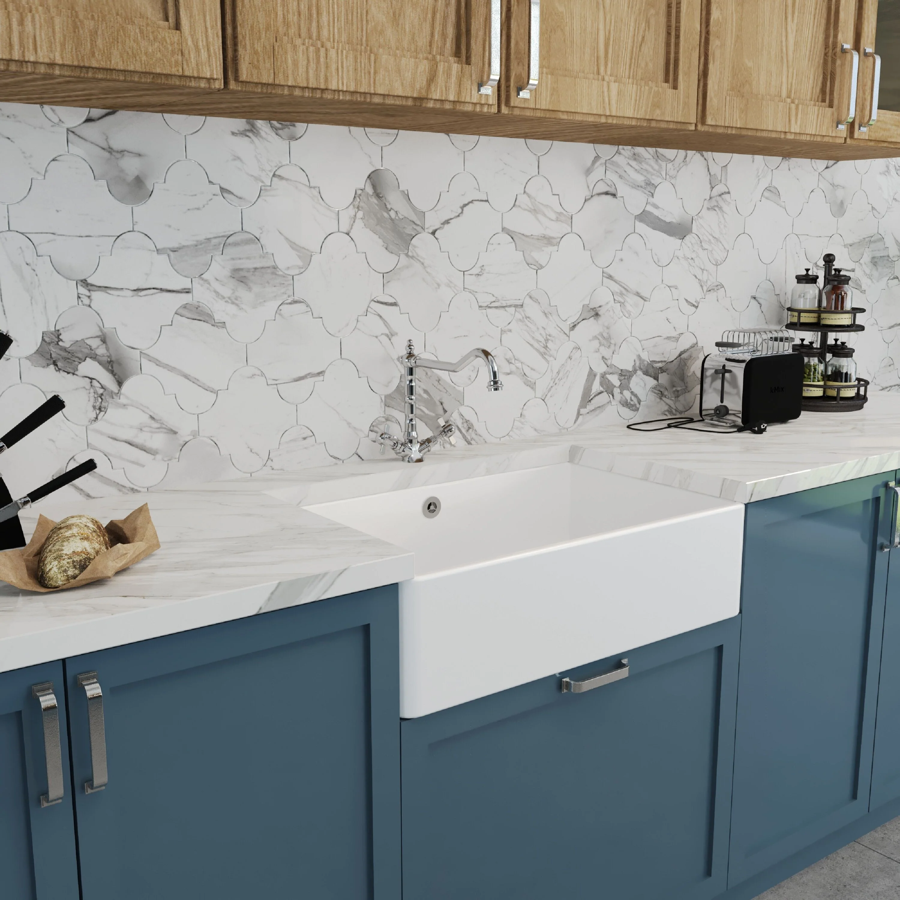 Single Bowl Fireclay Butler Kitchen Sink Bundle inc French Classic Tap & Overflow - Image 4