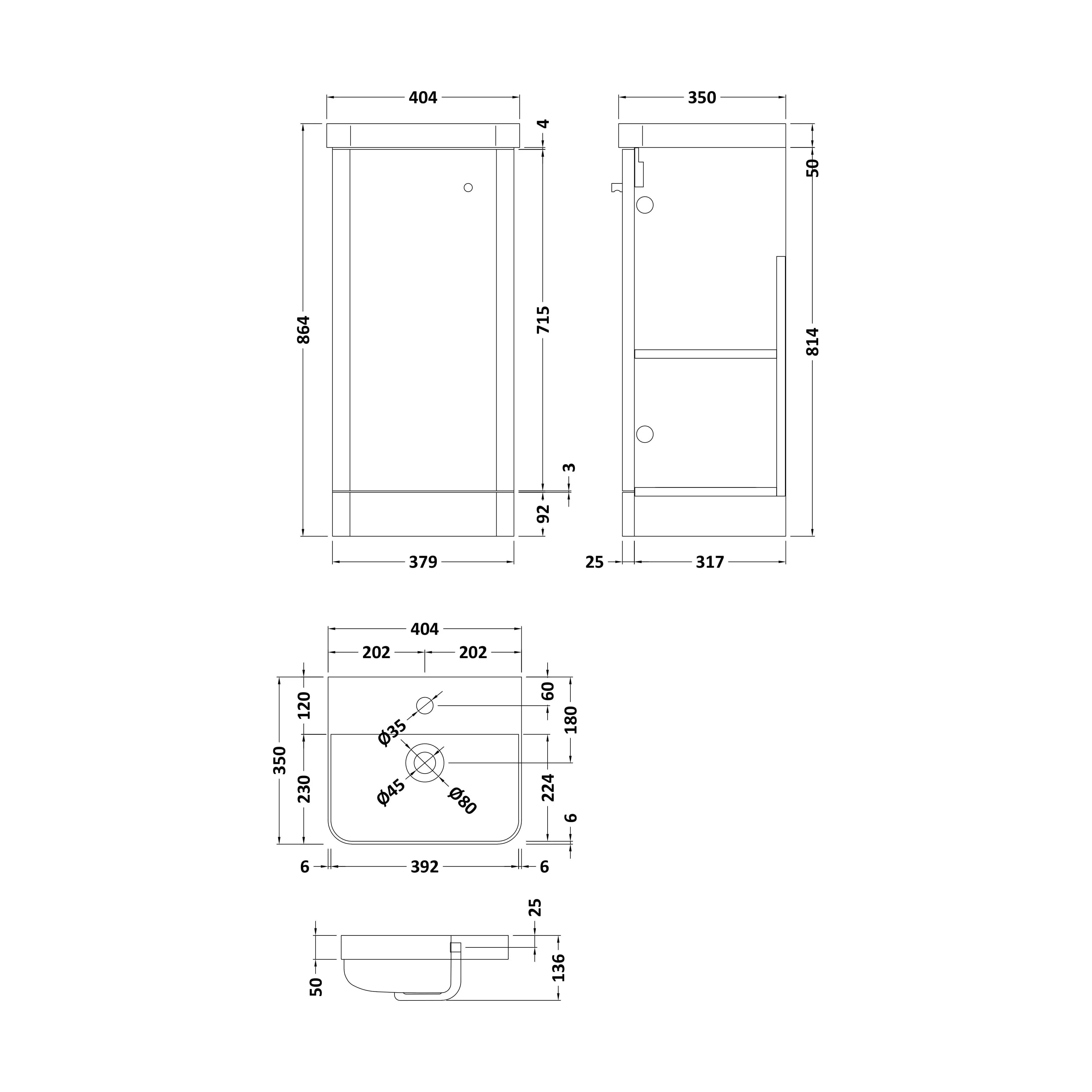 Flashbrook Floor Standing 1 Door Vanity Unit with Ceramic Basin - 400mm, Choice of Colour - Image 13