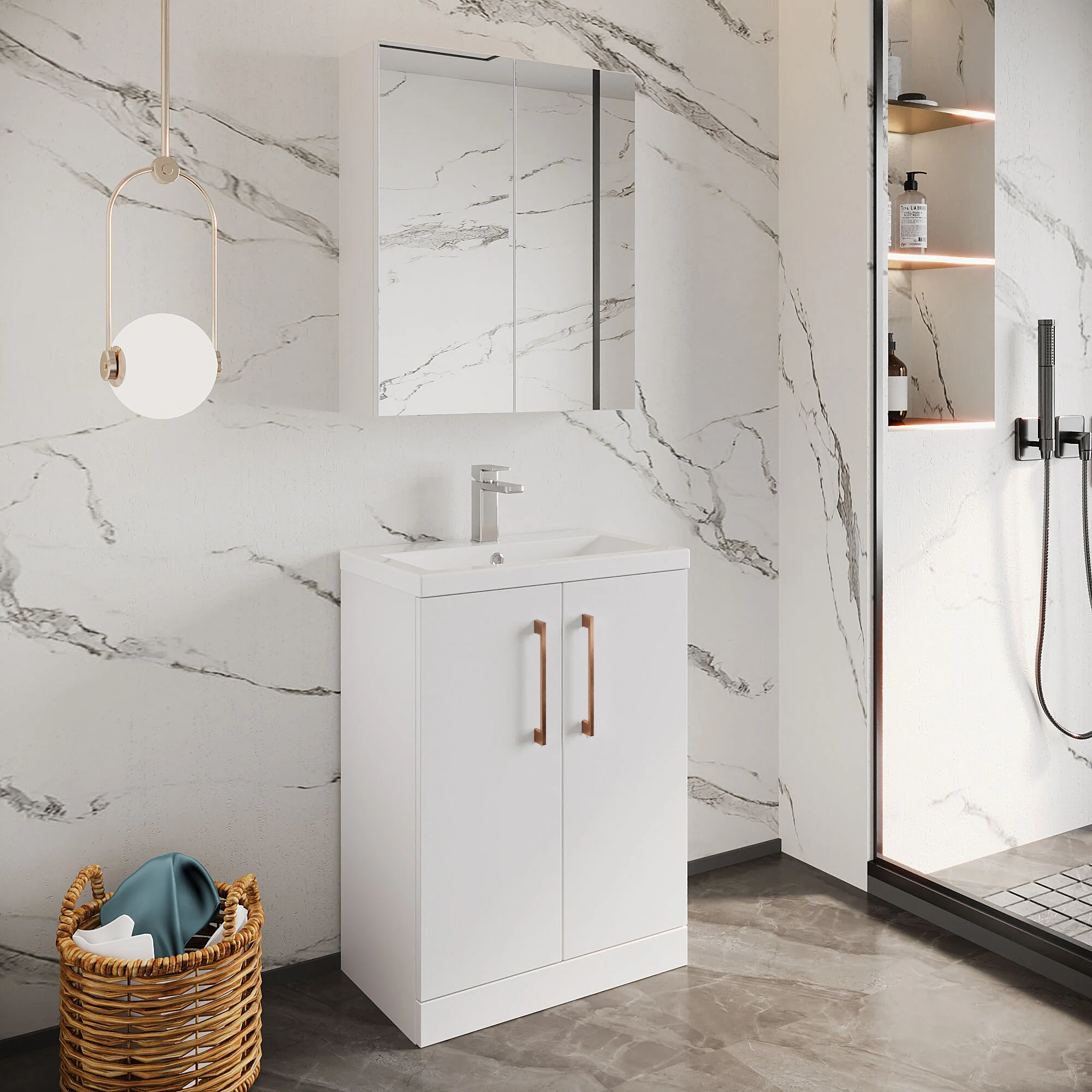 Bramshall Floor Standing Cloakroom Vanity Basin Unit with Choice of Finish, Handle Finish and Size - Image 108