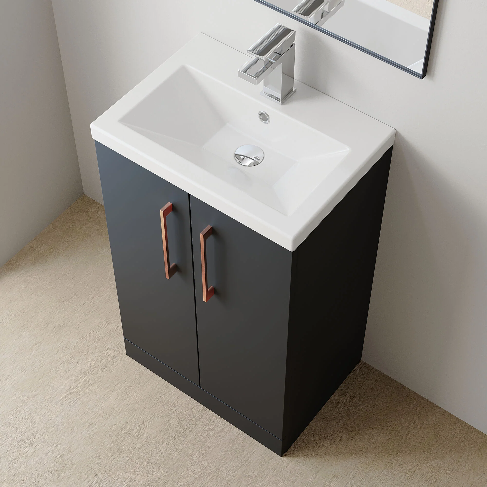 Bramshall Floor Standing Cloakroom Vanity Basin Unit with Choice of Finish, Handle Finish and Size - Image 113