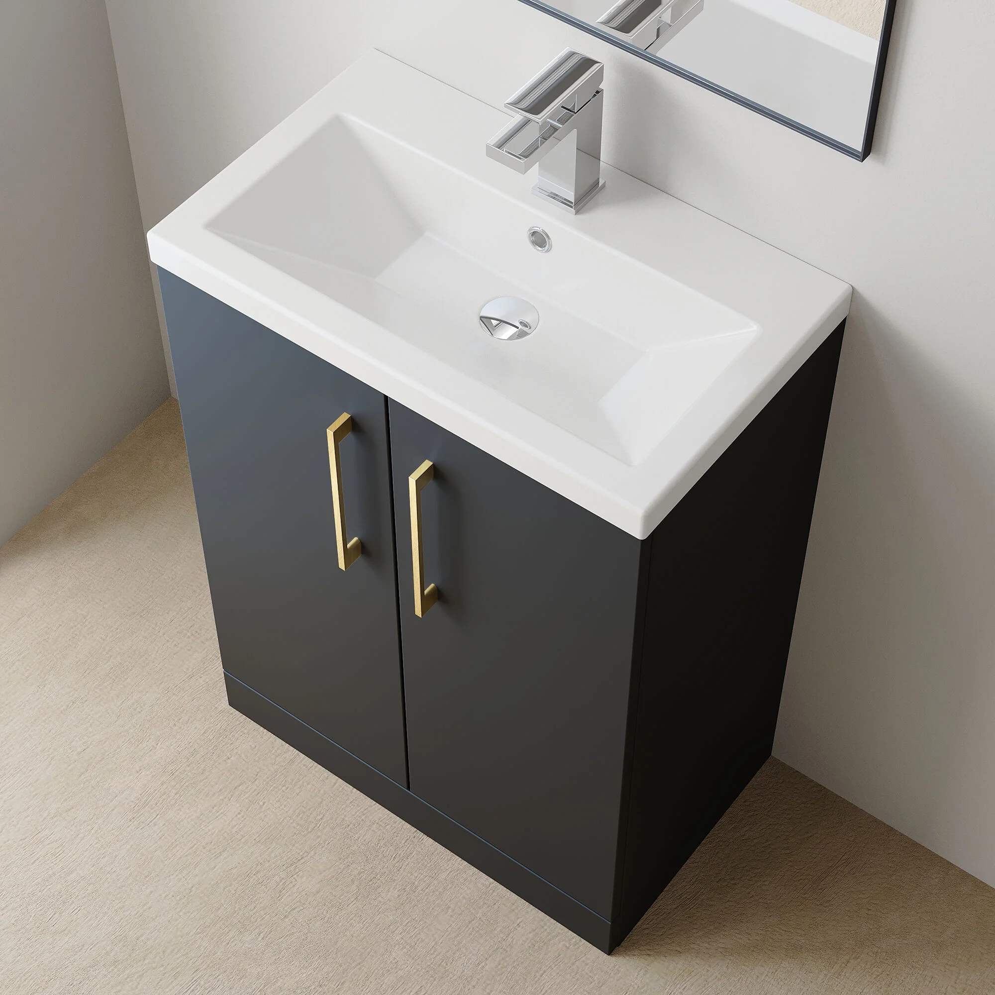 Bramshall Floor Standing Cloakroom Vanity Basin Unit with Choice of Finish, Handle Finish and Size - Image 116