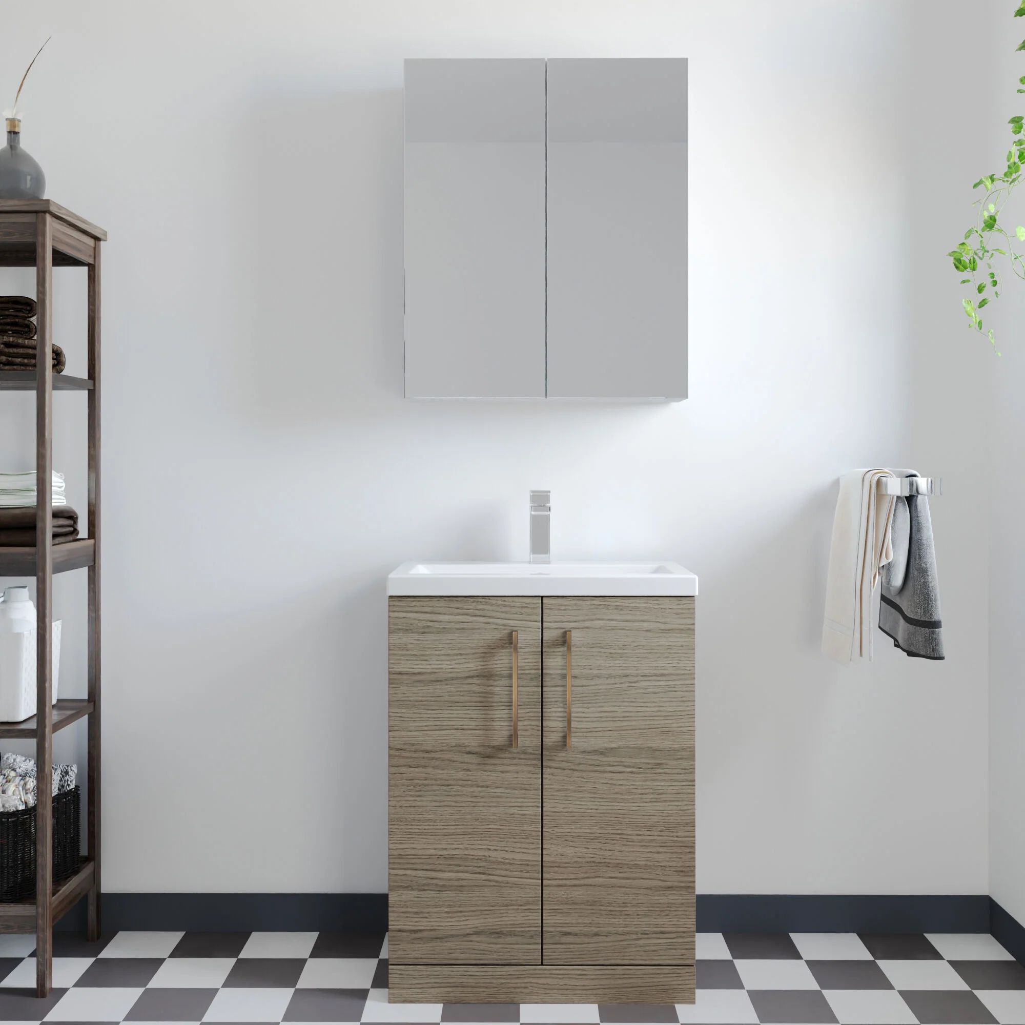 Bramshall Floor Standing Cloakroom Vanity Basin Unit with Choice of Finish, Handle Finish and Size - Image 79