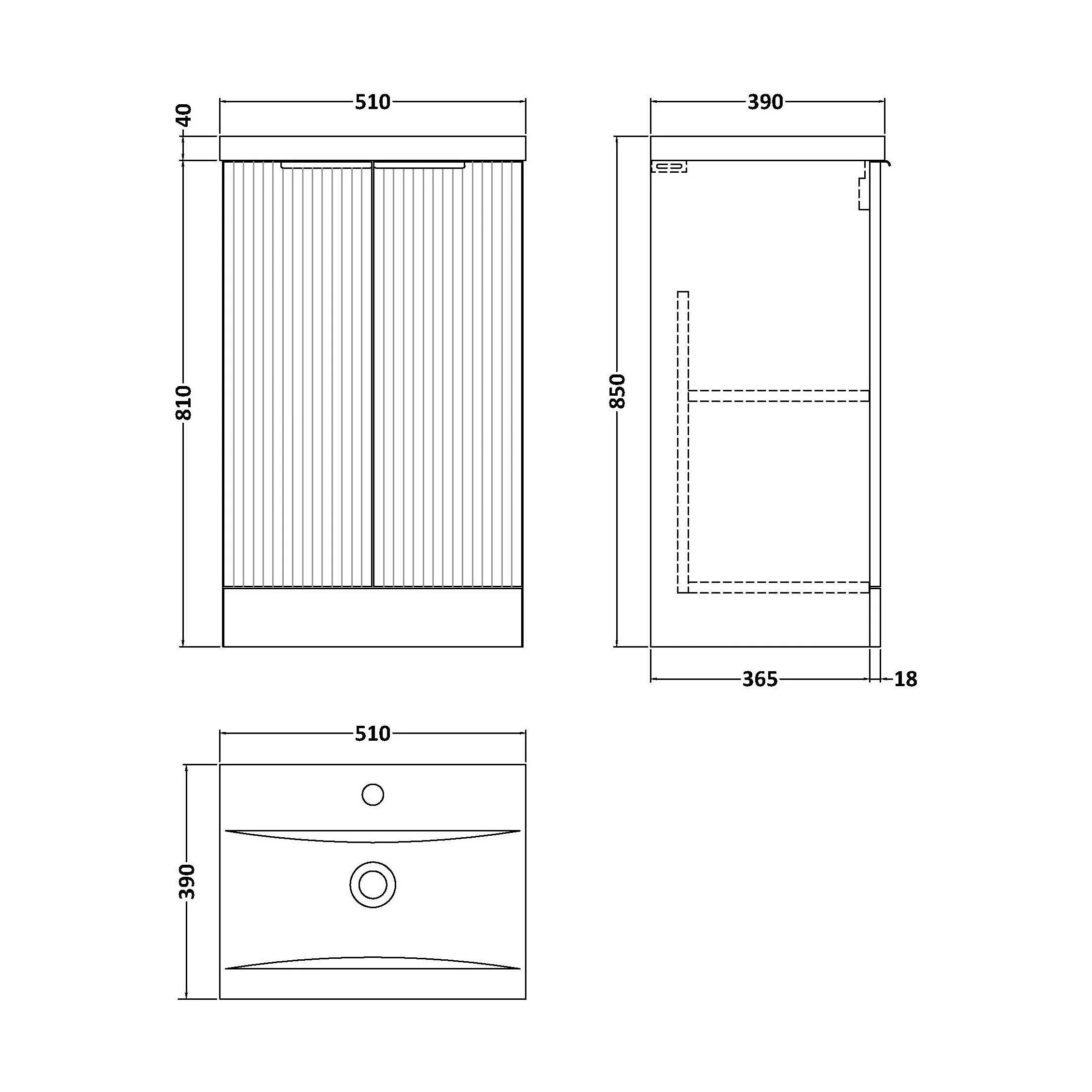 Tixall Fluted Front Floor Standing Vanity Basin Unit with Choice of Size, Colour and Handle Options - Image 140