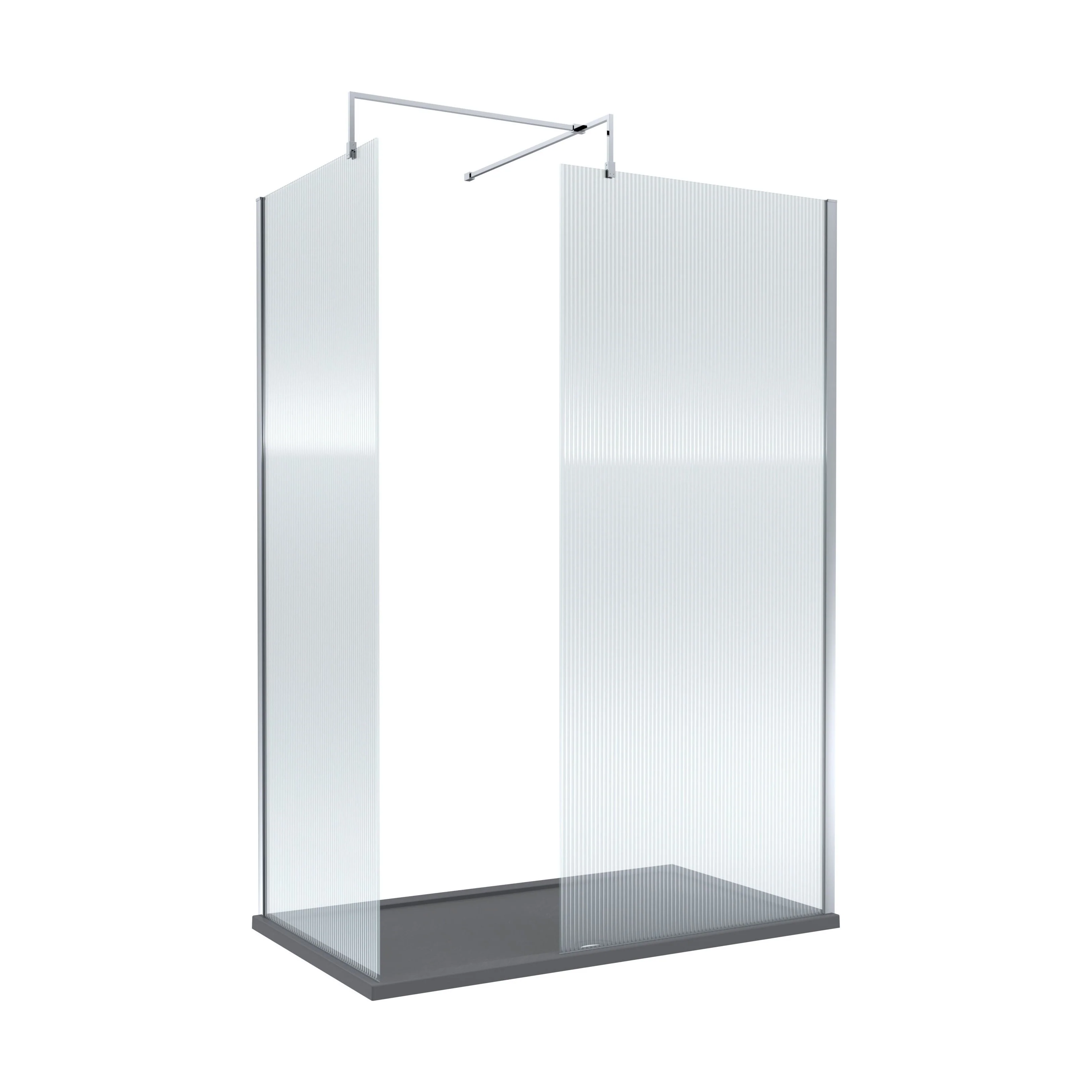 Contemporary Fluted Glass Walk In Wetroom Screens and Shower Tray - Choice of Finish - Image 10