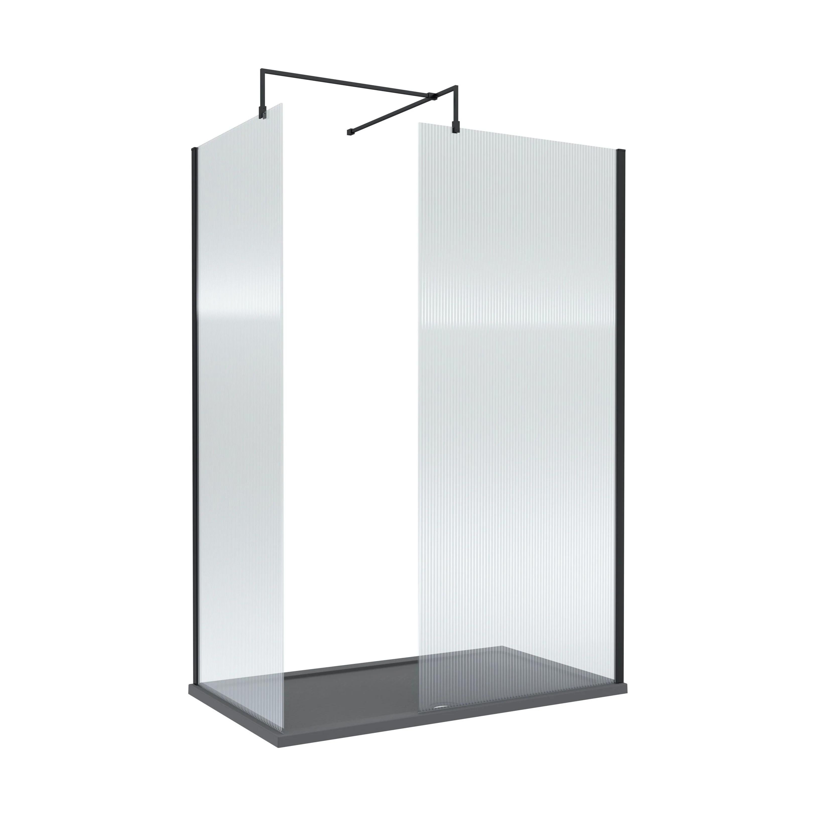 Contemporary Fluted Glass Walk In Wetroom Screens and Shower Tray - Choice of Finish - Image 11