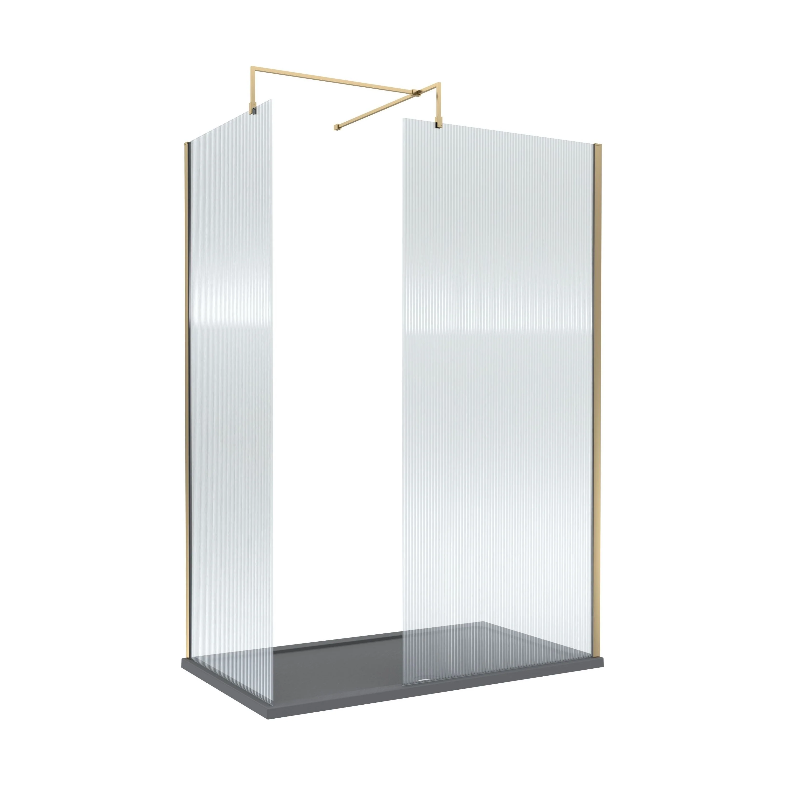 Contemporary Fluted Glass Walk In Wetroom Screens and Shower Tray - Choice of Finish - Image 12