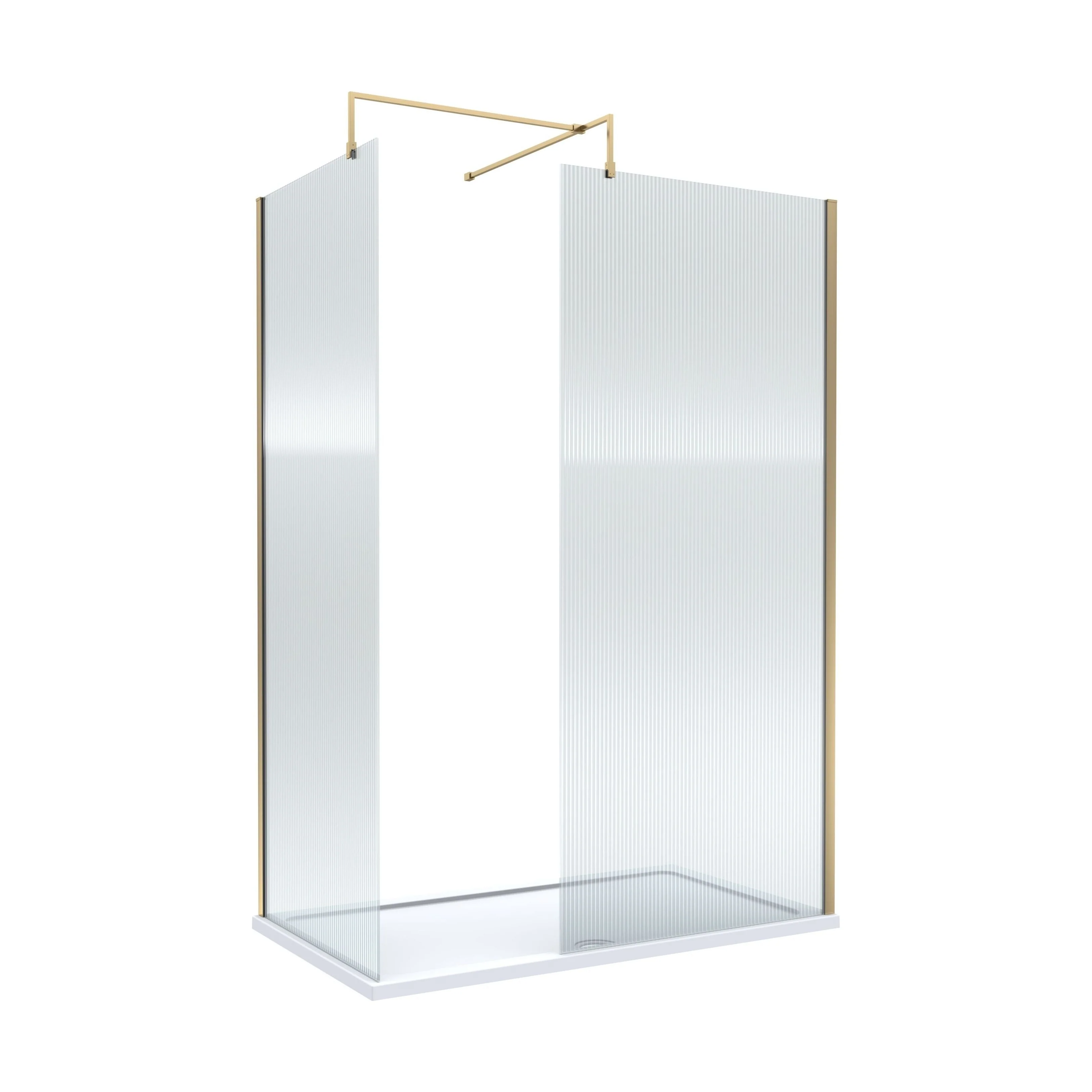 Contemporary Fluted Glass Walk In Wetroom Screens and Shower Tray - Choice of Finish - Image 3
