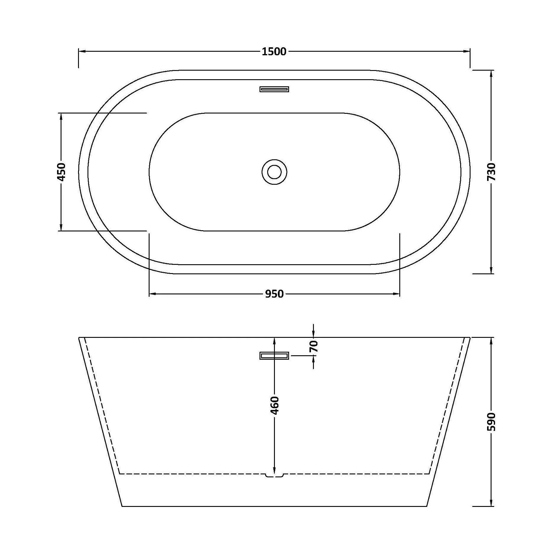 Contemporary Oval Freestanding Double Ended Bath - Choice of Size - Image 12