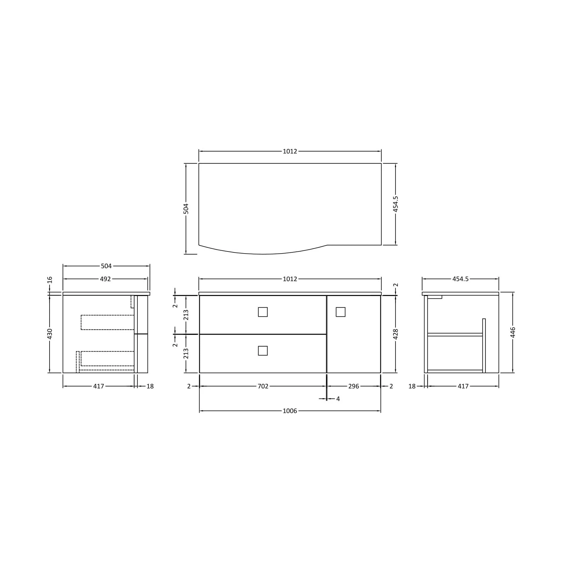 Gentleshaw Contemporary Wall Hung Vanity Unit with White Marble Worktop, Moon White, 1000mm - Image 2