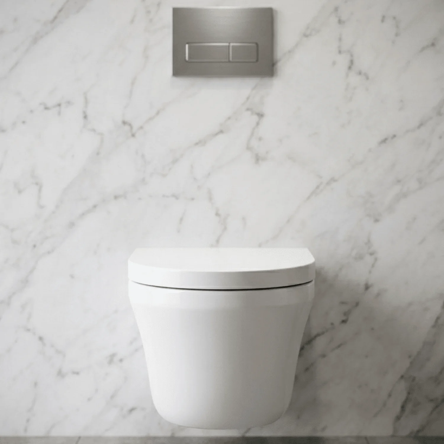 Hopwas Contemporary Round Wall Hung Toilet Pan and Soft Close Seat, 445 x 360 x 530mm