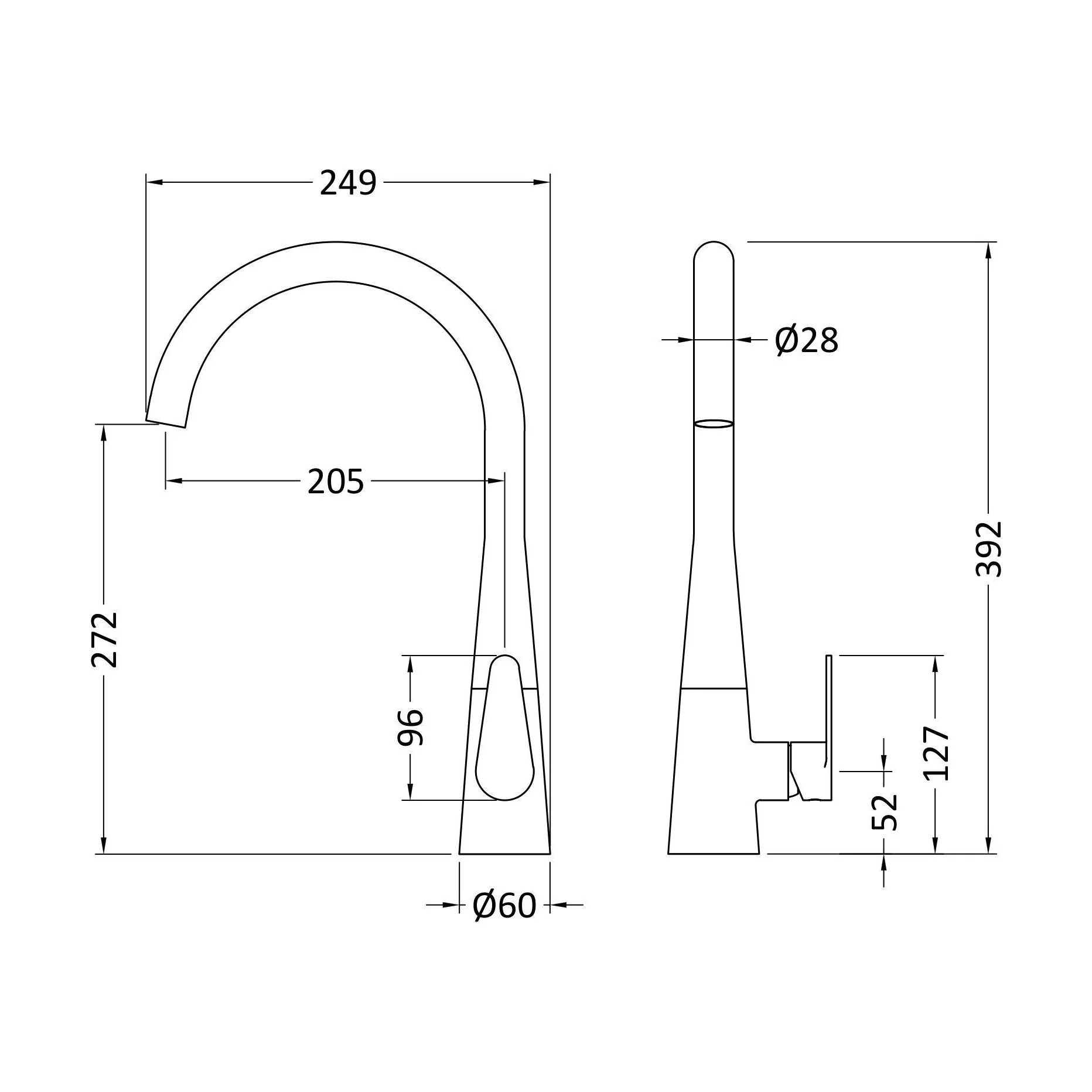 Tatenhill Kitchen Mono Sink Mixer Tap - Single or Dual Lever, Choice of Colour - Image 42