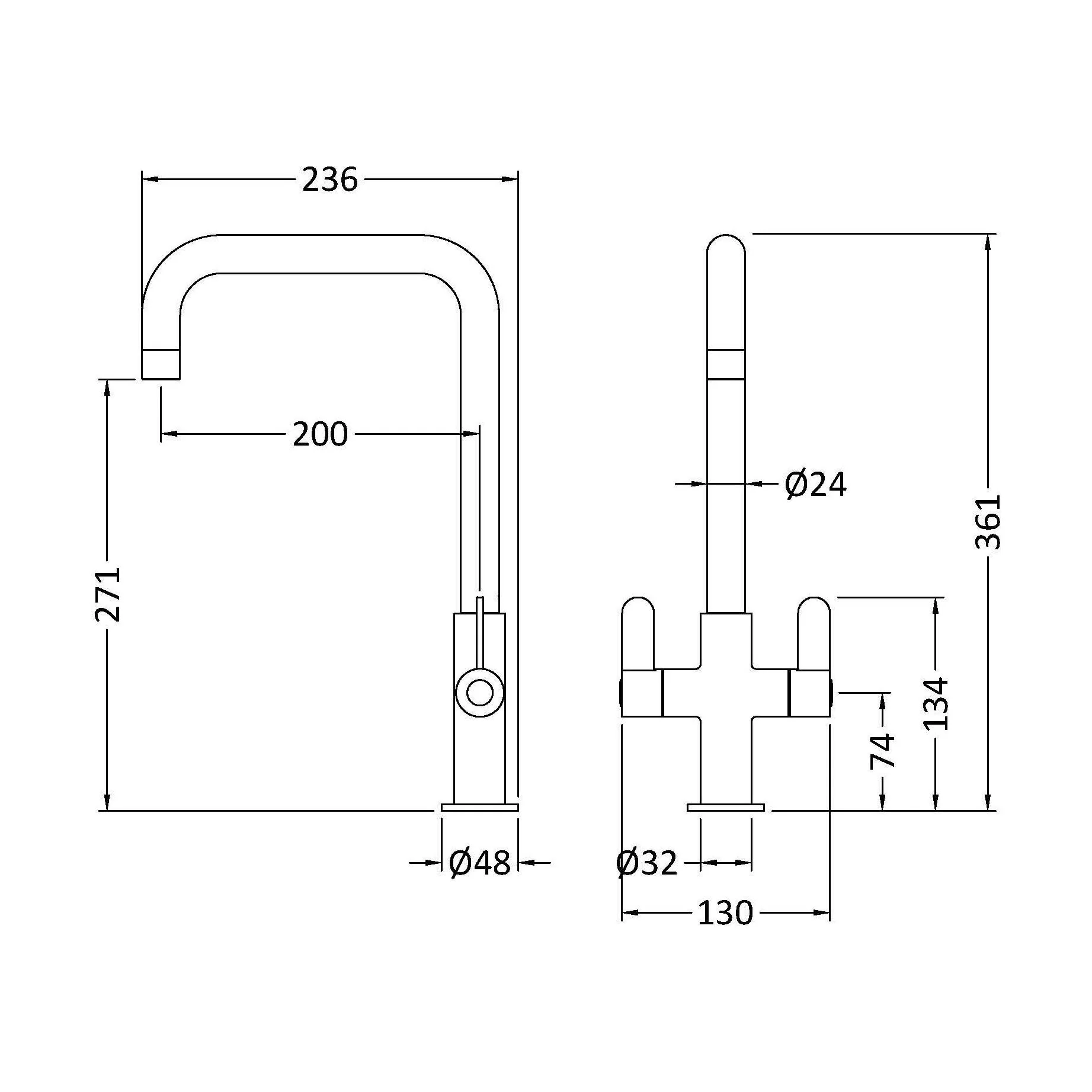 Warslow Kitchen Mono Mixer Tap - Single or Dual Lever, Choice of Colour - Image 43