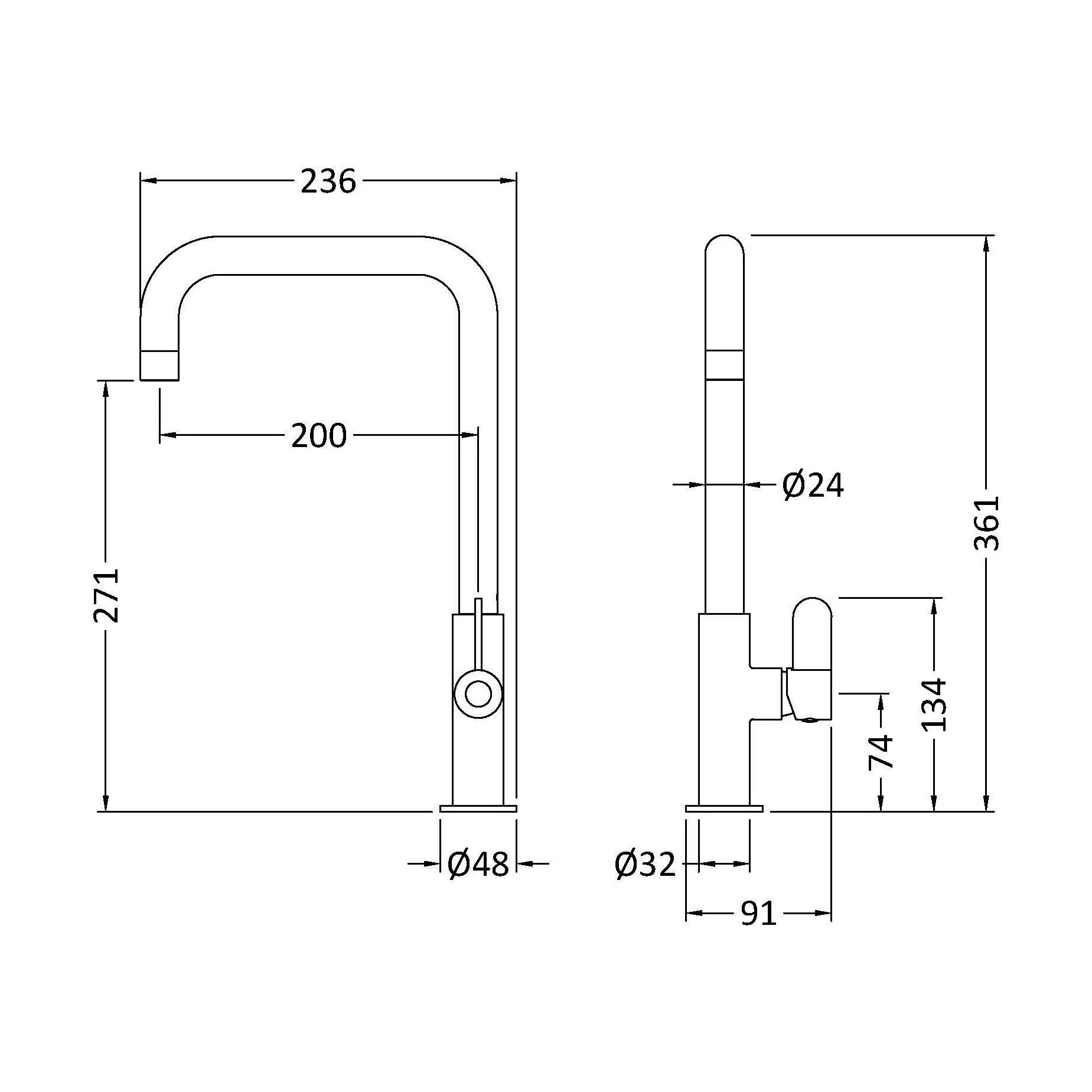 Warslow Kitchen Mono Mixer Tap - Single or Dual Lever, Choice of Colour - Image 44