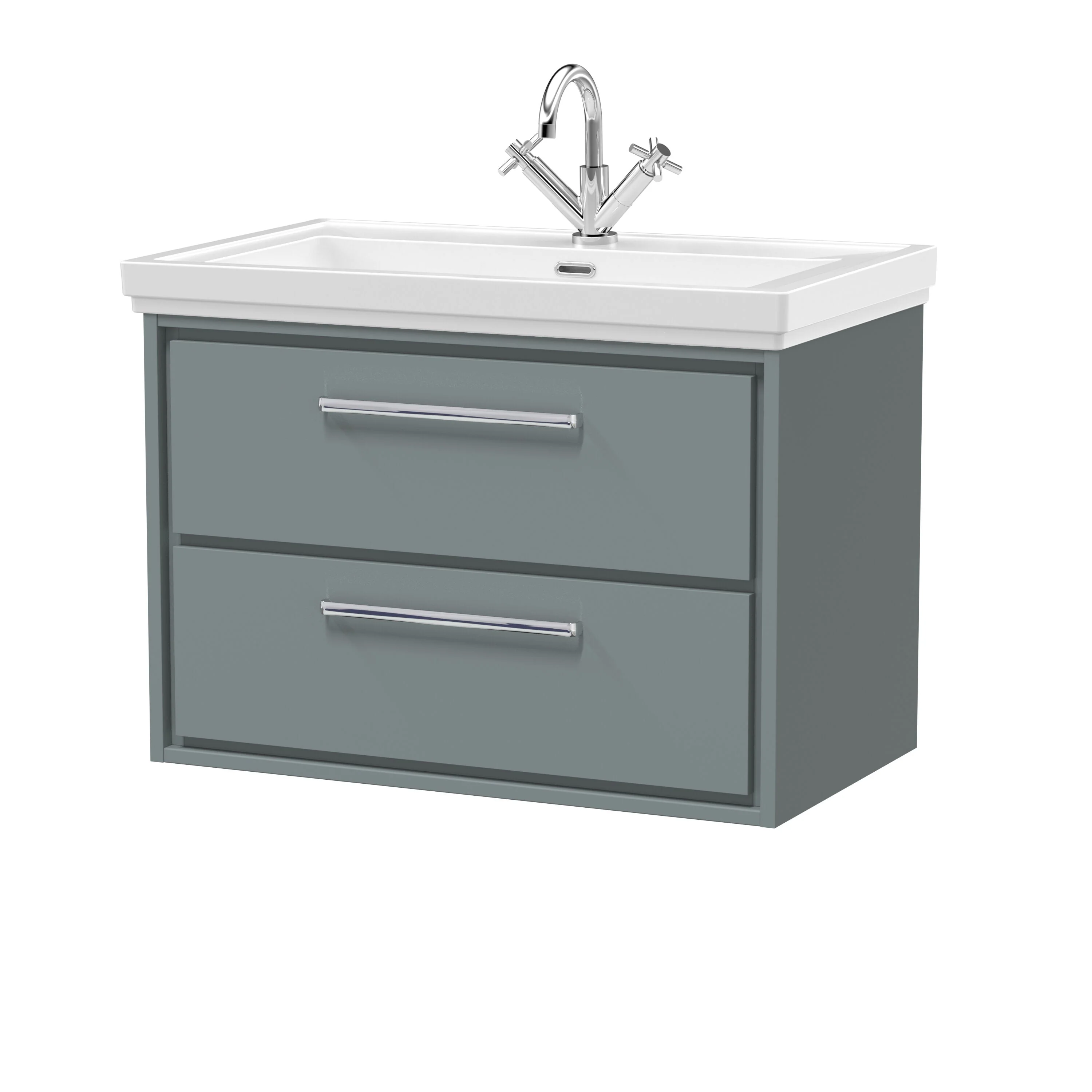 Longnor 2 Drawer Wall Hung Vanity Basin Unit with 1 Tap Hole Traditional Fireclay Basin, Choice of Size and Colour - Image 20