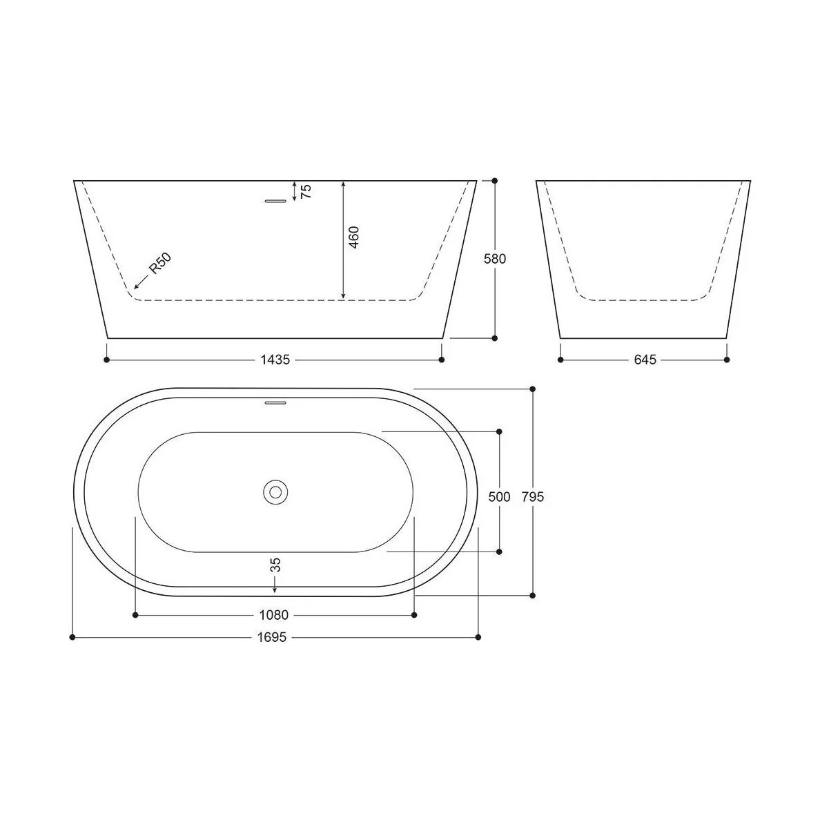 Luxury Modern Freestanding Oval Bath - Choice of Finish & Size - Image 22