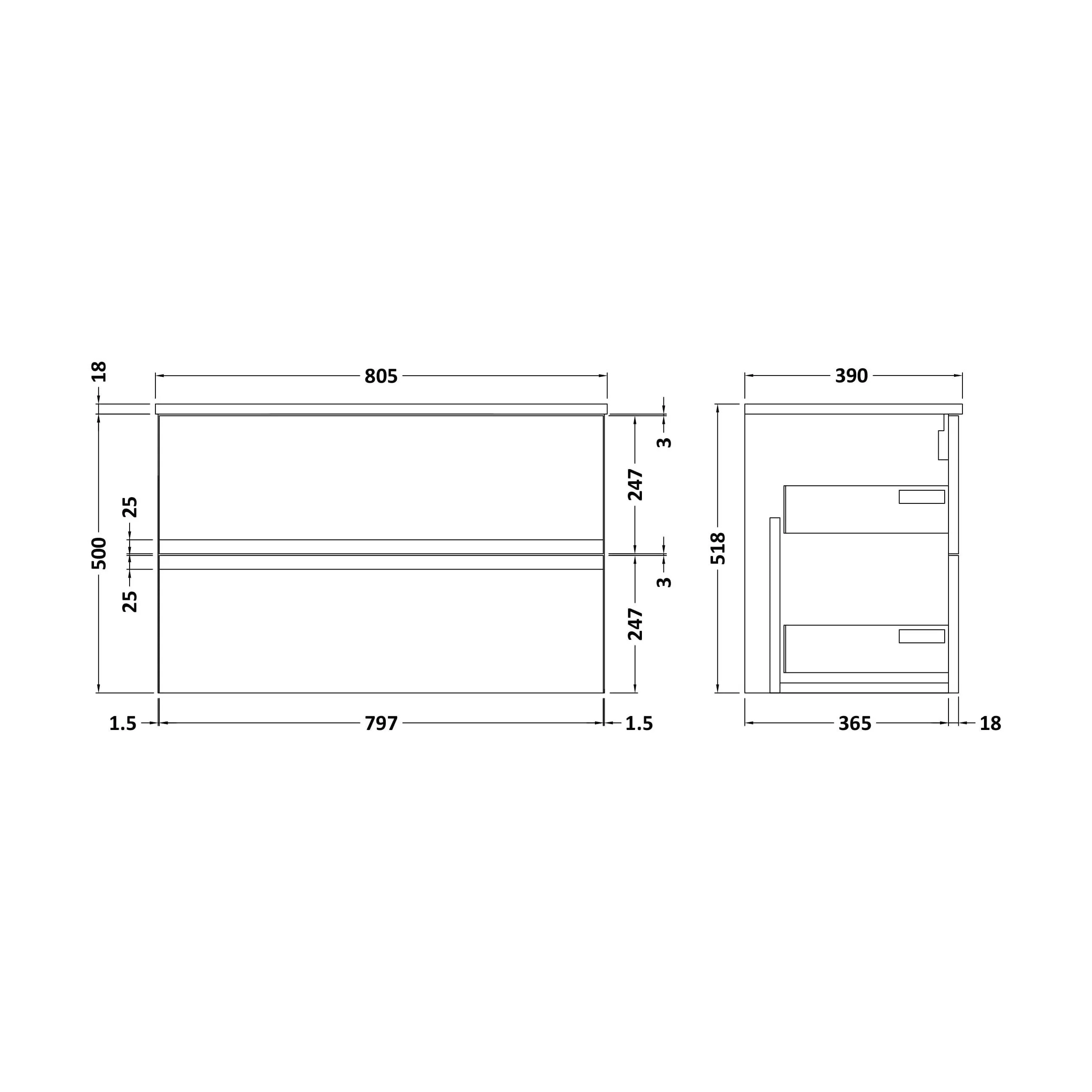 Mavesyn Contemporary Wall Hung Vanity Unit with Worktop, Dark Blue, 800mm - Image 2