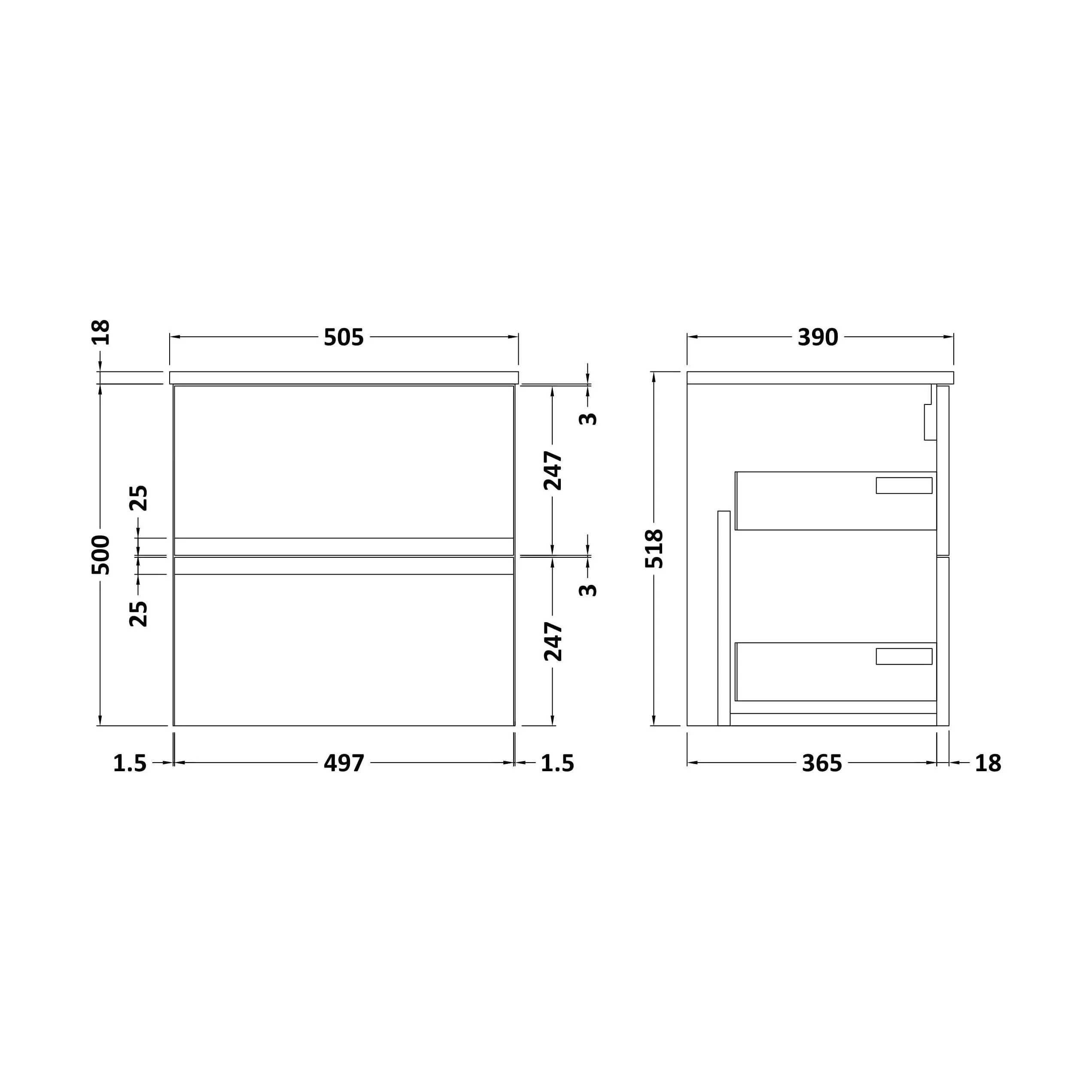 Mavesyn Contemporary Wall Hung Vanity Unit with Worktop, Satin Grey, 505mm - Image 2