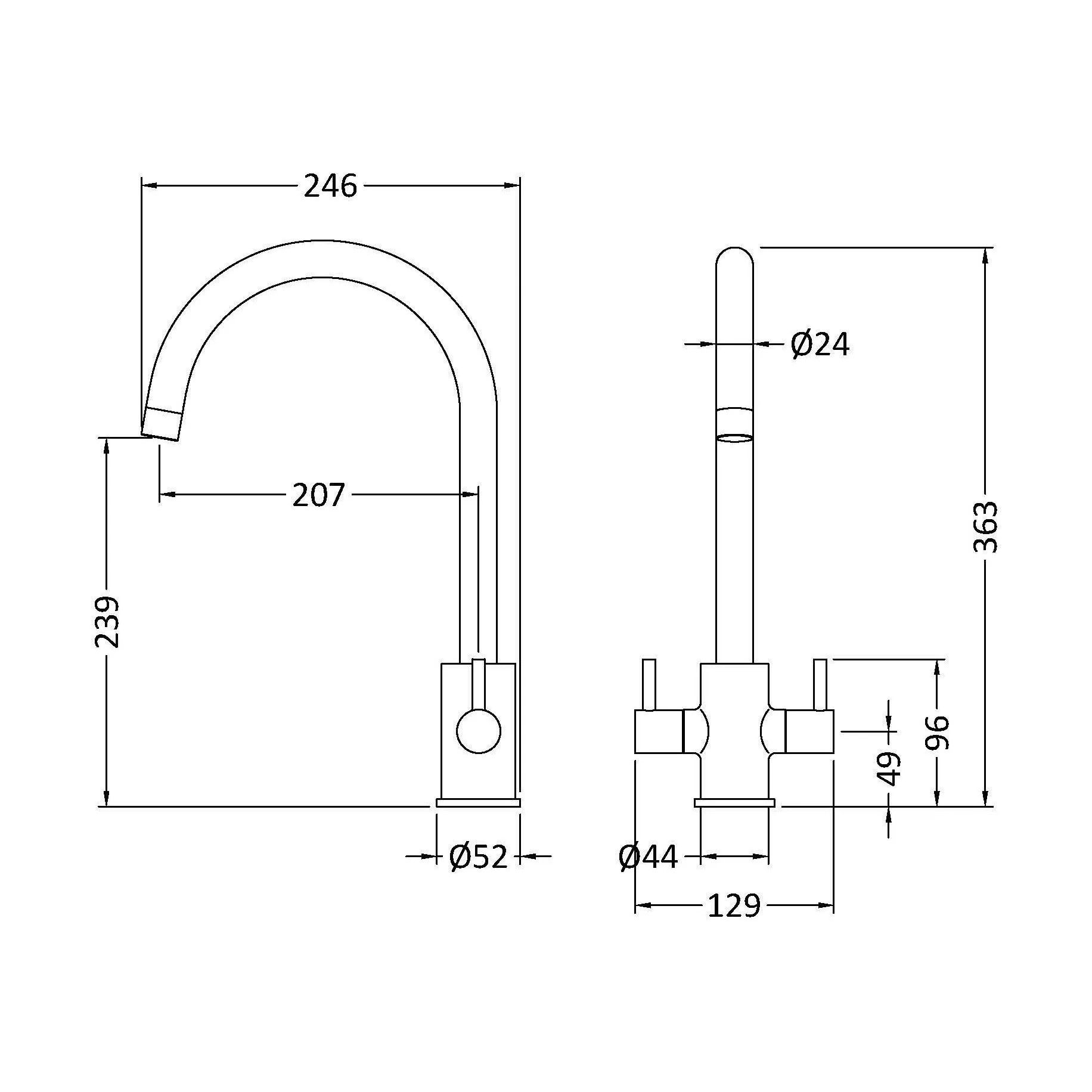 Gratwich Kitchen Mono Mixer Tap - Single or Dual Lever, Choice of Colour - Image 43