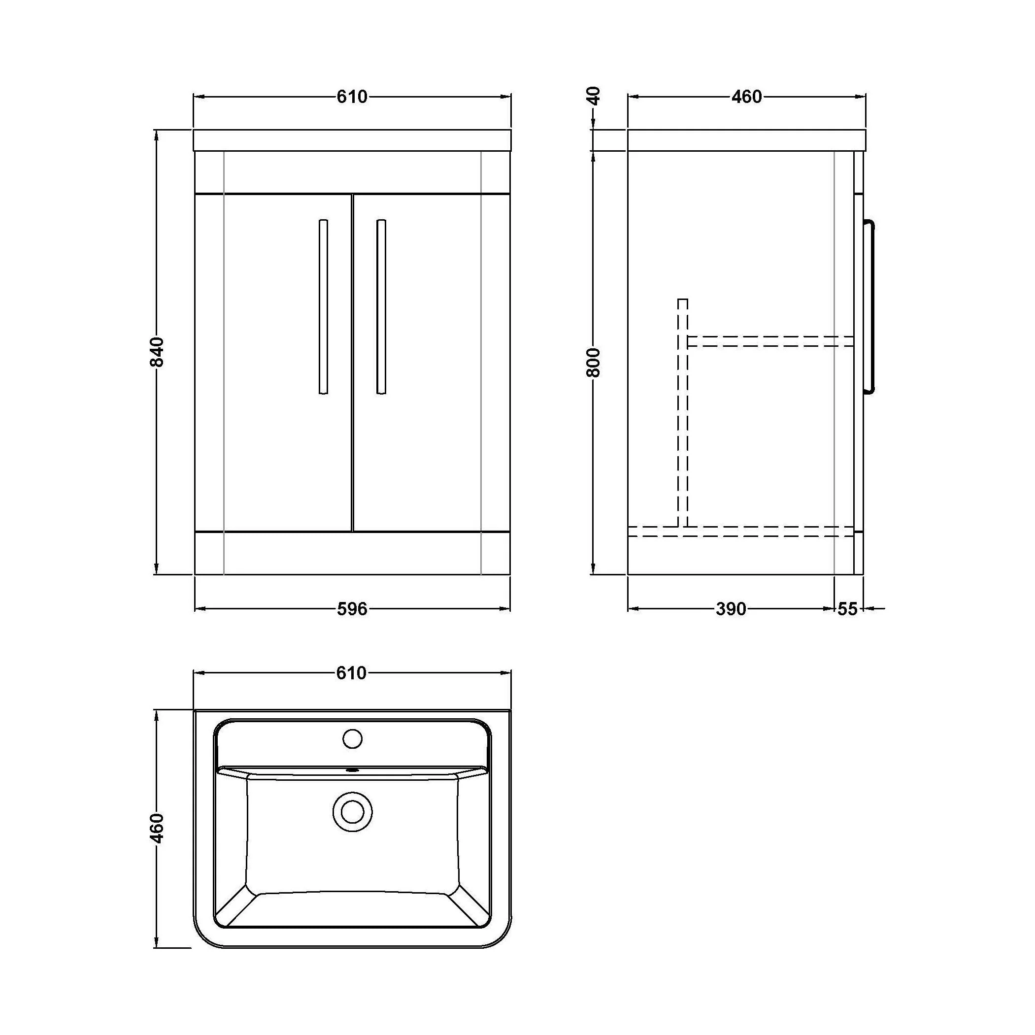 Aldershawe Modern Bathroom Floor Standing 2 Soft Close Door Vanity Basin Unit - Choice of Basin, Colour and Size - Image 27
